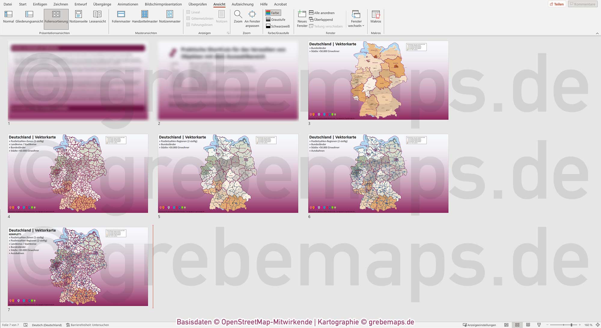 PowerPoint-Karte Deutschland Postleitzahlen PLZ-2 Bundesländer Landkreise Autobahnen Städte>50K Vektorkarte [Digital] – Bild 6