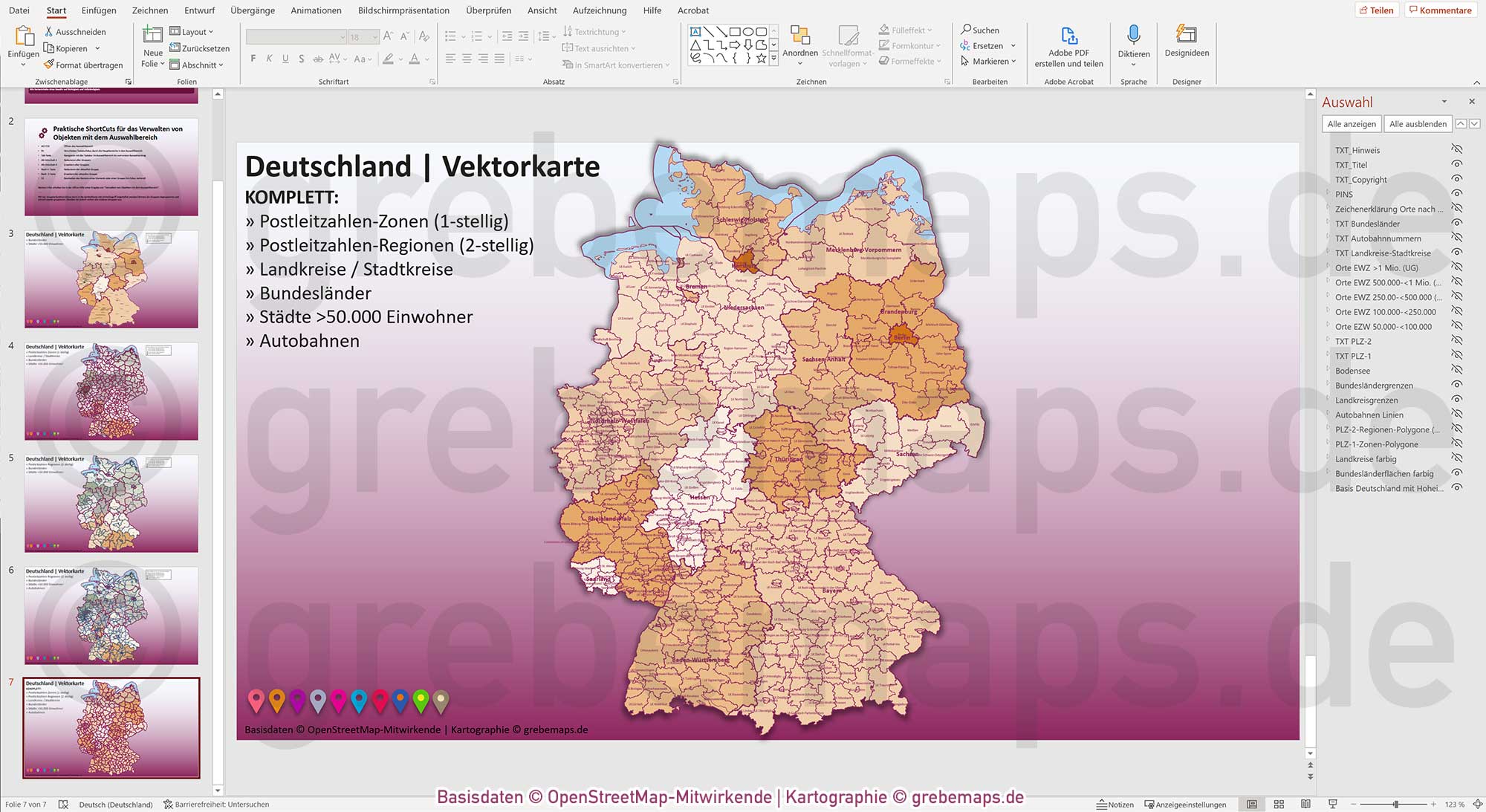 PowerPoint-Karte Deutschland Postleitzahlen PLZ-2 Bundesländer Landkreise Autobahnen Städte>50K Vektorkarte [Digital] – Bild 17