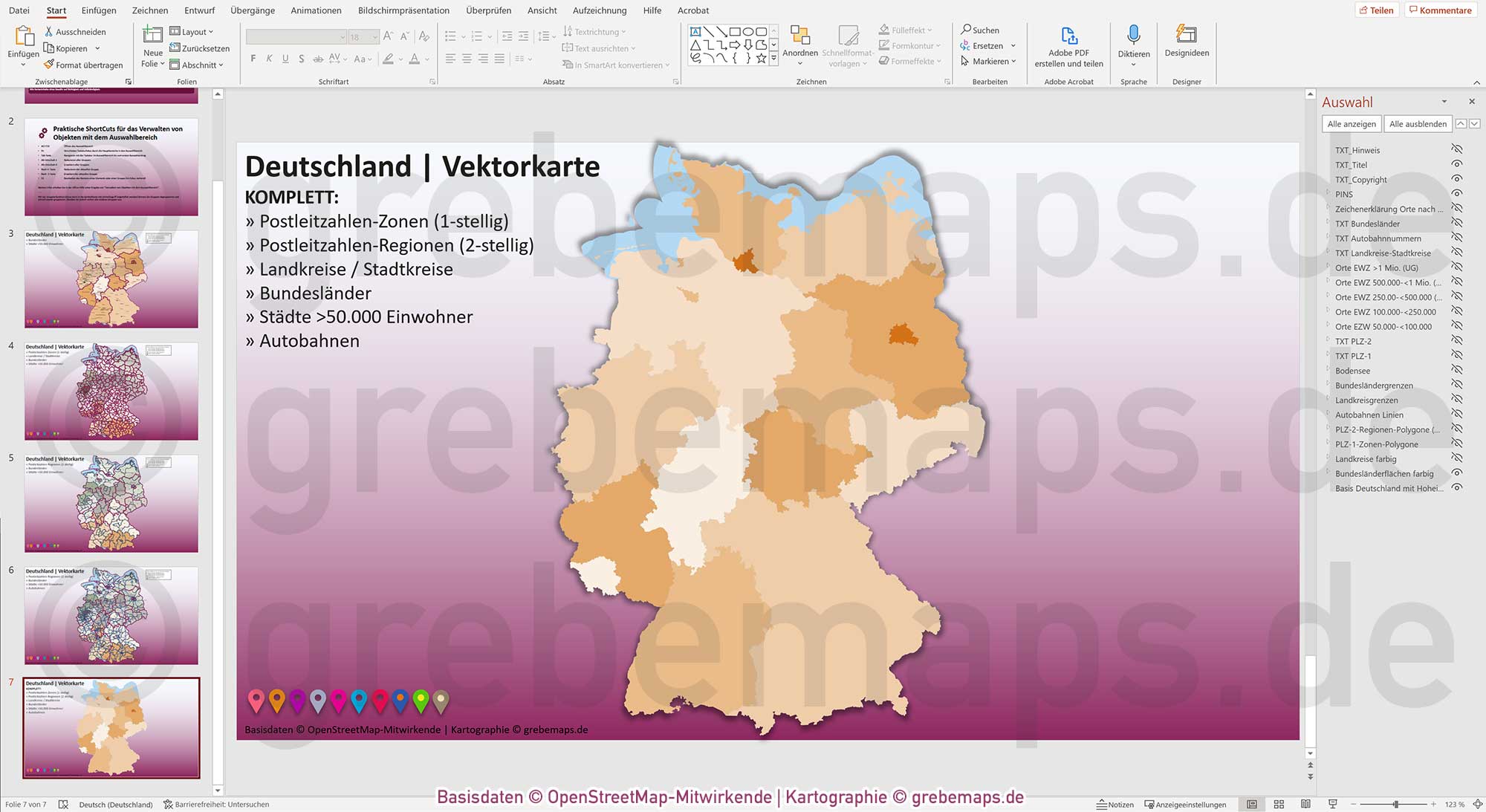 PowerPoint-Karte Deutschland Postleitzahlen PLZ-2 Bundesländer Landkreise Autobahnen Städte>50K Vektorkarte [Digital] – Bild 20