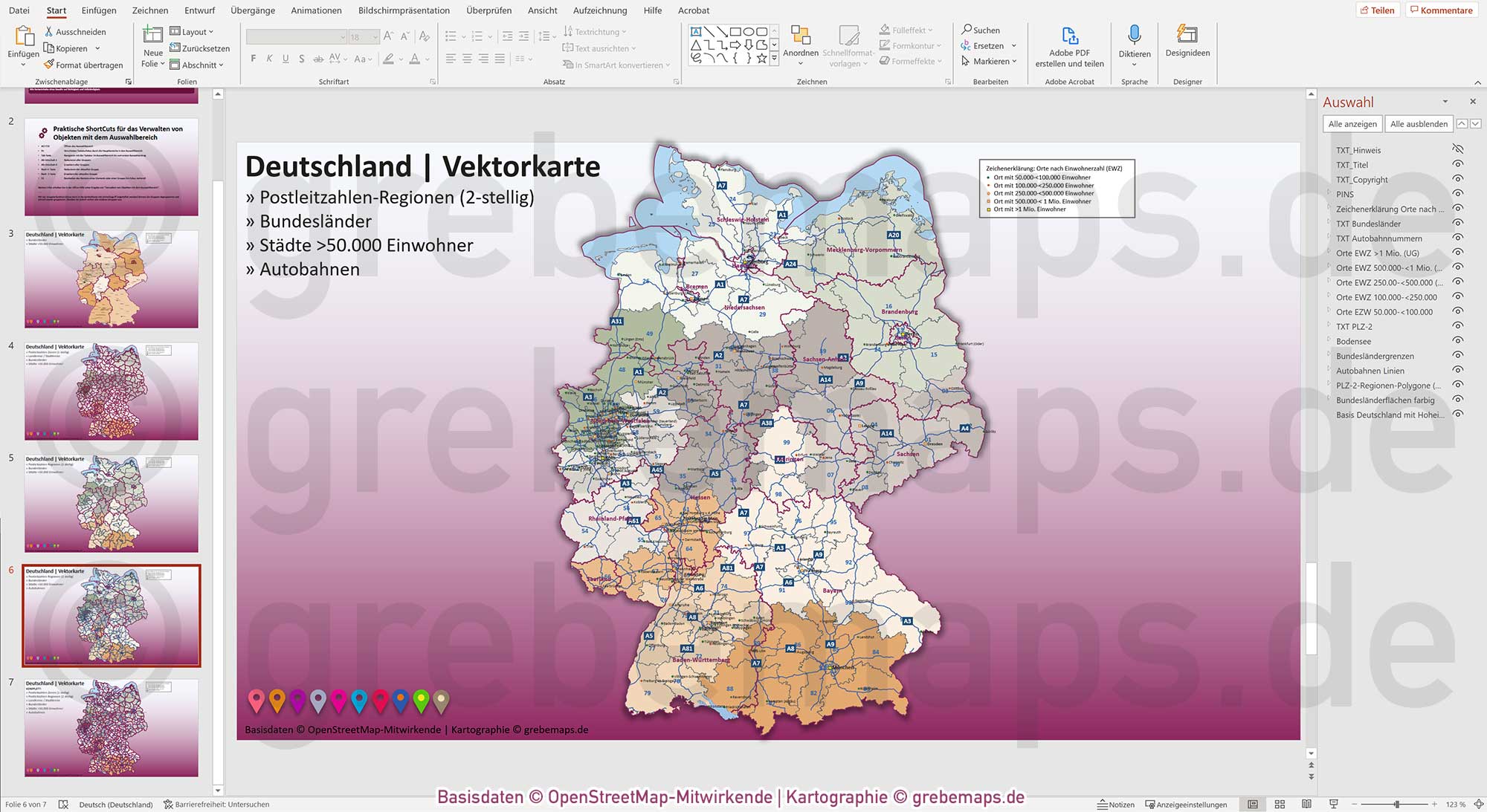 PowerPoint-Karte Deutschland Postleitzahlen PLZ-2 Bundesländer Landkreise Autobahnen Städte>50K Vektorkarte [Digital] – Bild 22