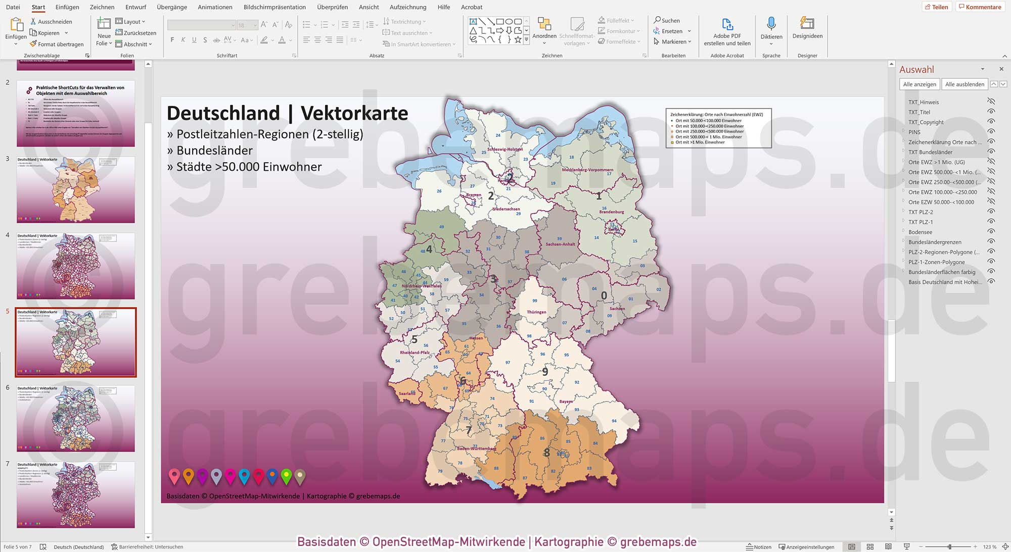 PowerPoint-Karte Deutschland Postleitzahlen PLZ-2 Bundesländer Landkreise Autobahnen Städte>50K Vektorkarte [Digital] – Bild 23