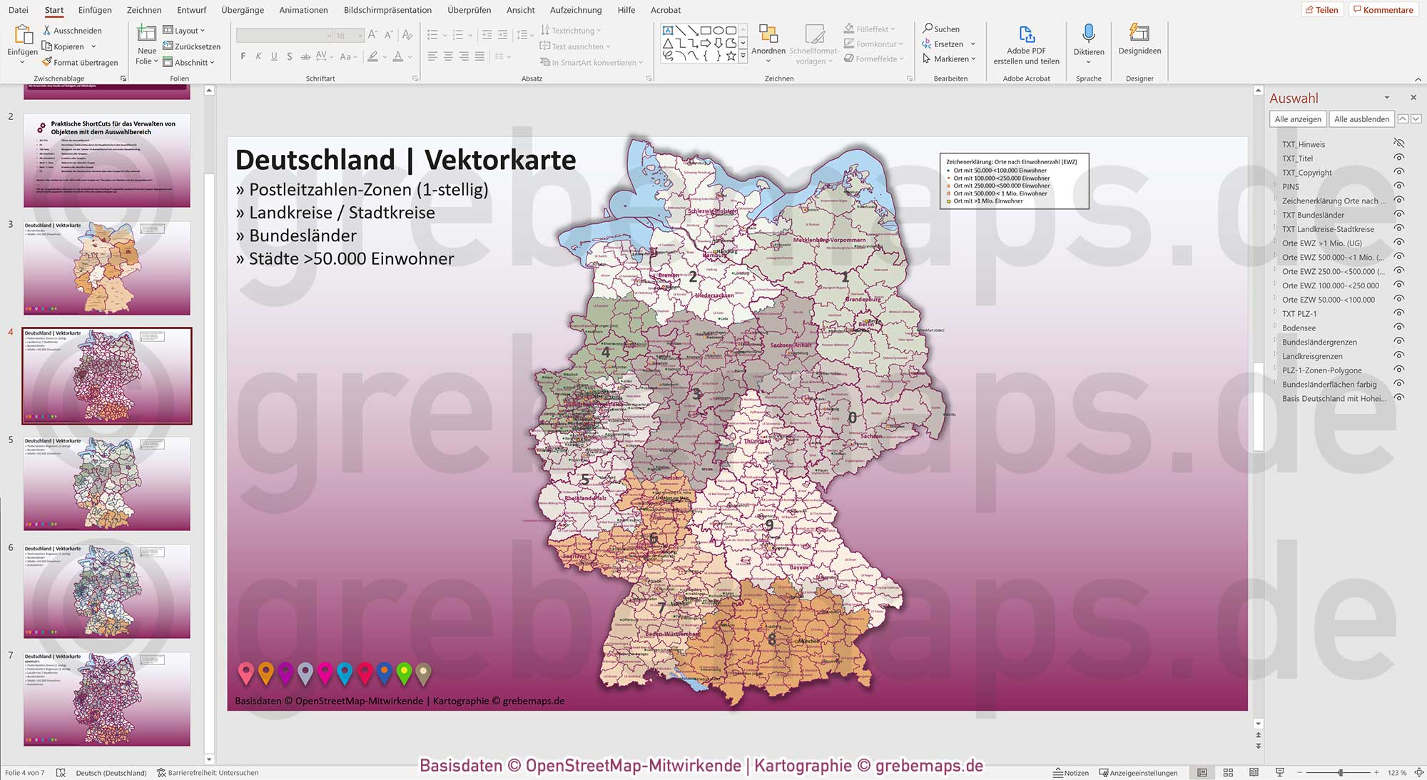 PowerPoint-Karte Deutschland Postleitzahlen PLZ-2 Bundesländer Landkreise Autobahnen Städte>50K Vektorkarte [Digital] – Bild 24