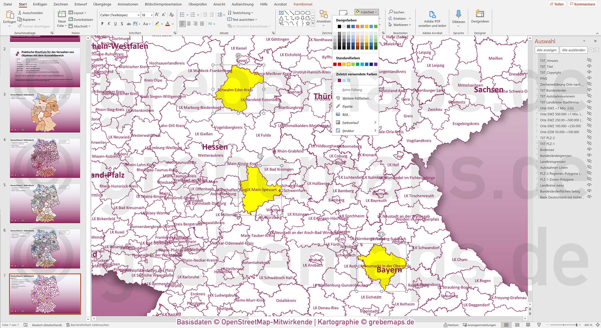 PowerPoint-Karte Deutschland Postleitzahlen PLZ-2 Bundesländer Landkreise Autobahnen Städte>50K Vektorkarte [Digital] – Bild 8
