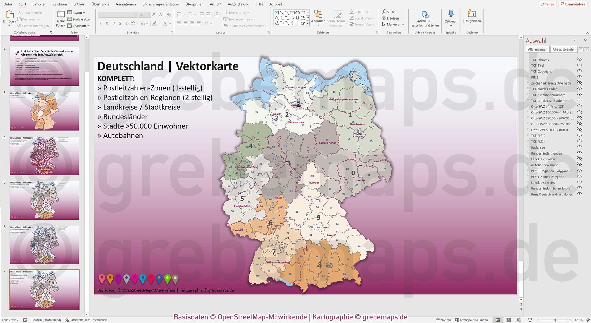 PowerPoint-Karte Deutschland Postleitzahlen PLZ-2 Bundesländer Landkreise Autobahnen Städte>50K Vektorkarte [Digital] – Bild 11
