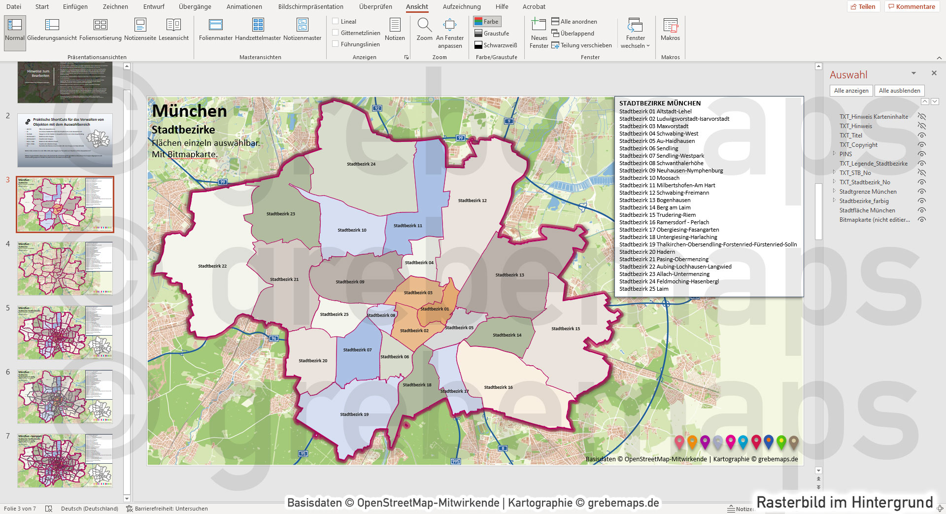 PowerPoint-Karte München mit Stadtbezirken-Stadtteilen-Postleitzahlen PLZ5 (5-stellig) [Digital] – Bild 5