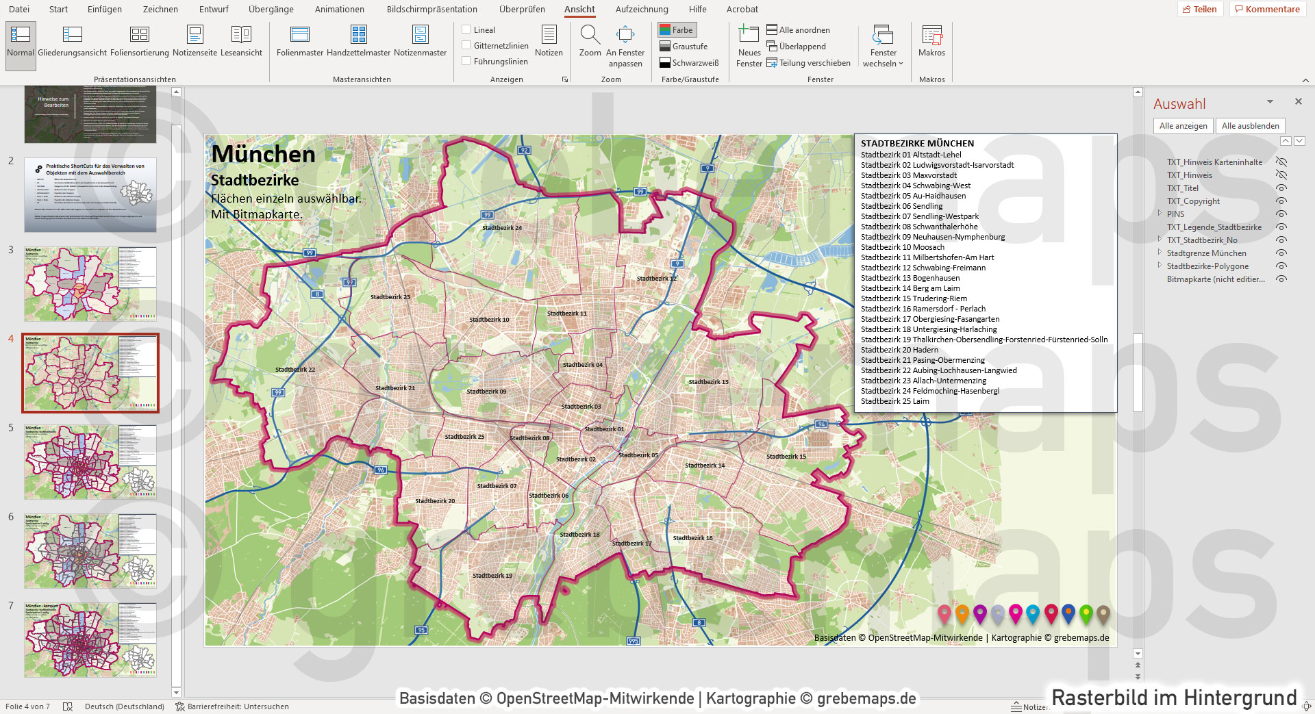 PowerPoint-Karte München mit Stadtbezirken-Stadtteilen-Postleitzahlen PLZ5 (5-stellig) [Digital] – Bild 6