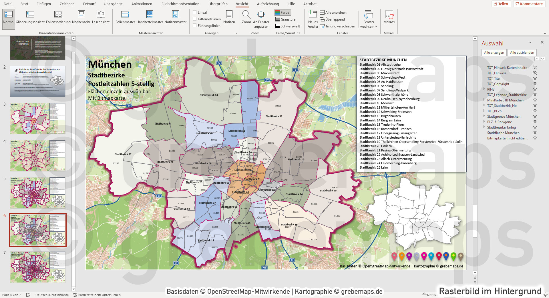 PowerPoint-Karte München mit Stadtbezirken-Stadtteilen-Postleitzahlen PLZ5 (5-stellig) [Digital] – Bild 8