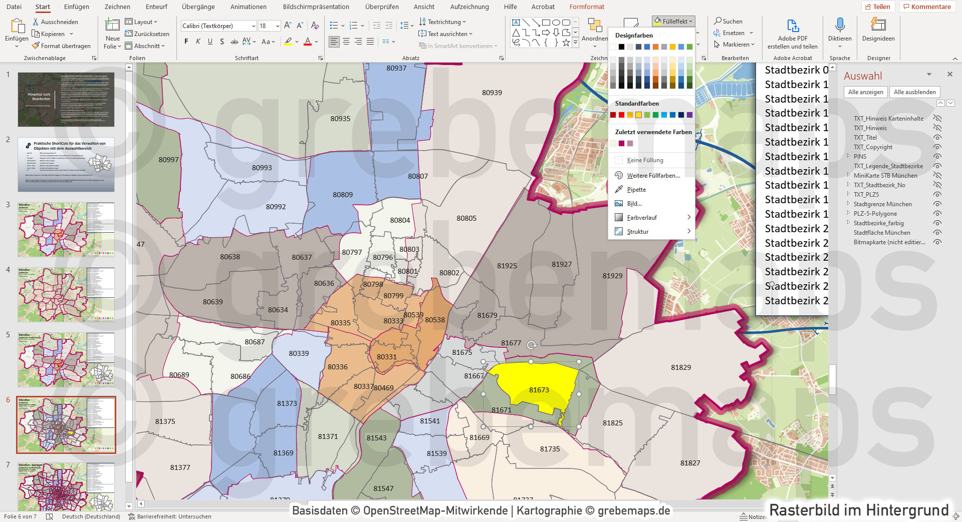 PowerPoint-Karte München mit Stadtbezirken-Stadtteilen-Postleitzahlen PLZ5 (5-stellig) [Digital] – Bild 13