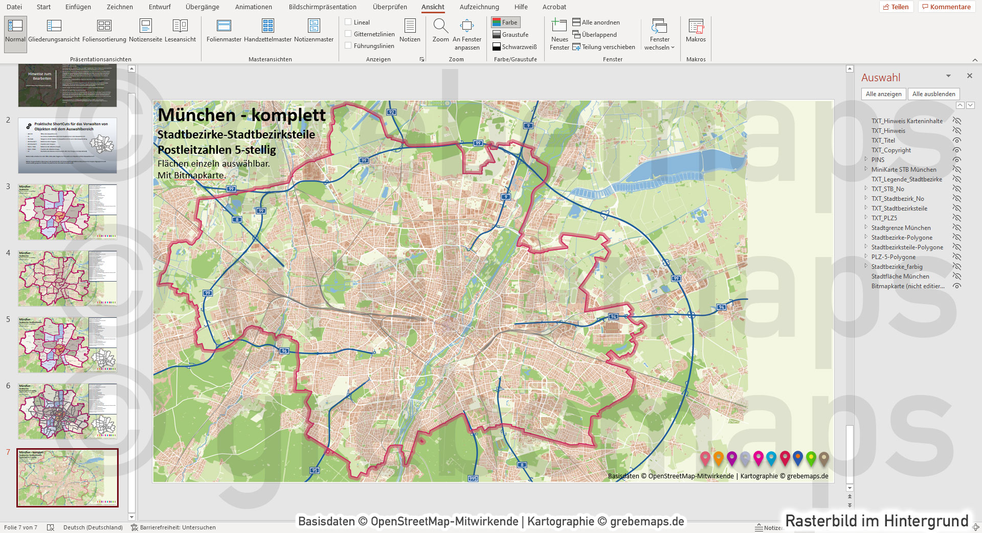 PowerPoint-Karte München mit Stadtbezirken-Stadtteilen-Postleitzahlen PLZ5 (5-stellig) [Digital] – Bild 14