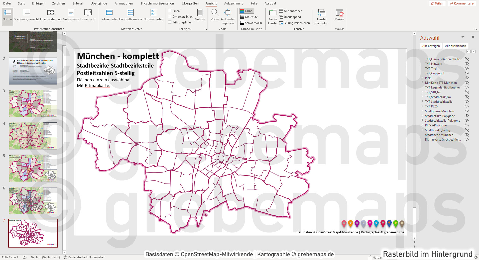 PowerPoint-Karte München mit Stadtbezirken-Stadtteilen-Postleitzahlen PLZ5 (5-stellig) [Digital] – Bild 18