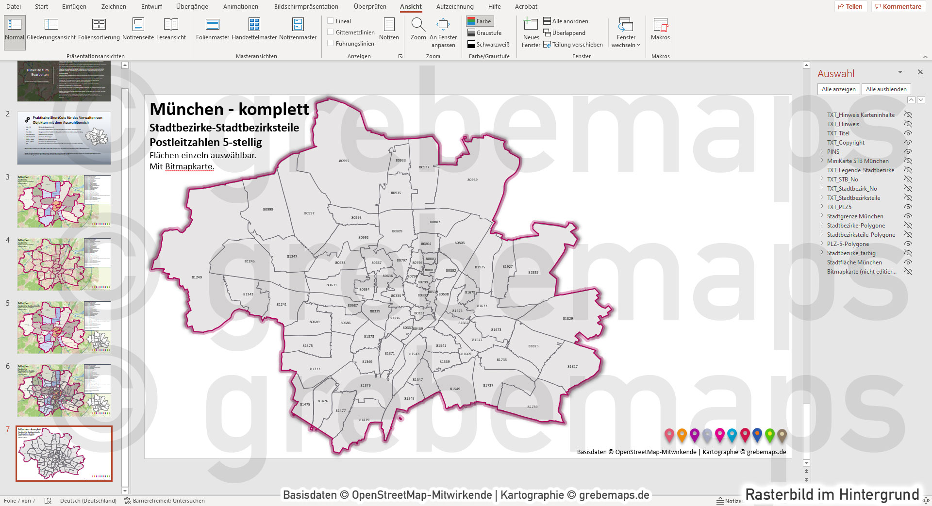 PowerPoint-Karte München mit Stadtbezirken-Stadtteilen-Postleitzahlen PLZ5 (5-stellig) [Digital] – Bild 20