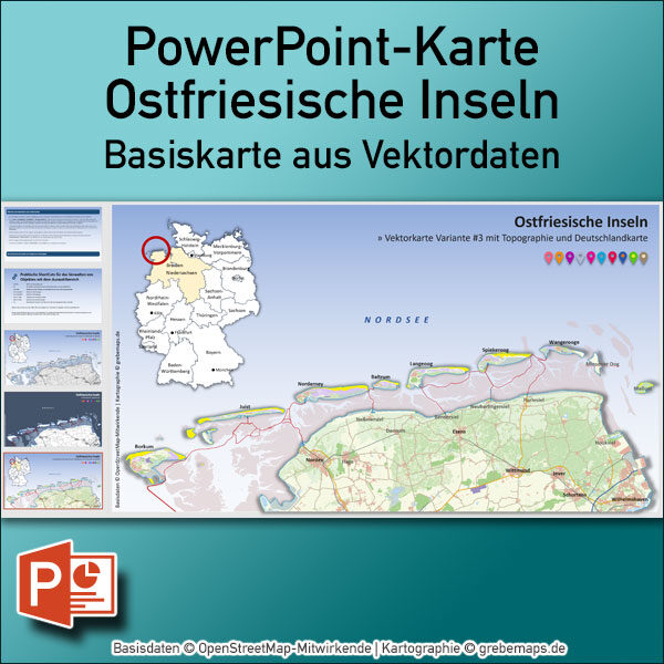 PowerPoint-Karte Ostfriesische Inseln, PowerPoint Karte Ostfriesische Inseln, Basiskarte PowerPoint Ostfriesische Inseln, Übersichtskarte PowerPoint Ostfriesische Inseln, Landkarte PowerPoint Ostfriesische Inseln, Karte Ostfriesische Inseln PowerPoint, Vektordaten, Vektorgrafik, vector map, download, editierbar, einfärbbar, bearbeitbar