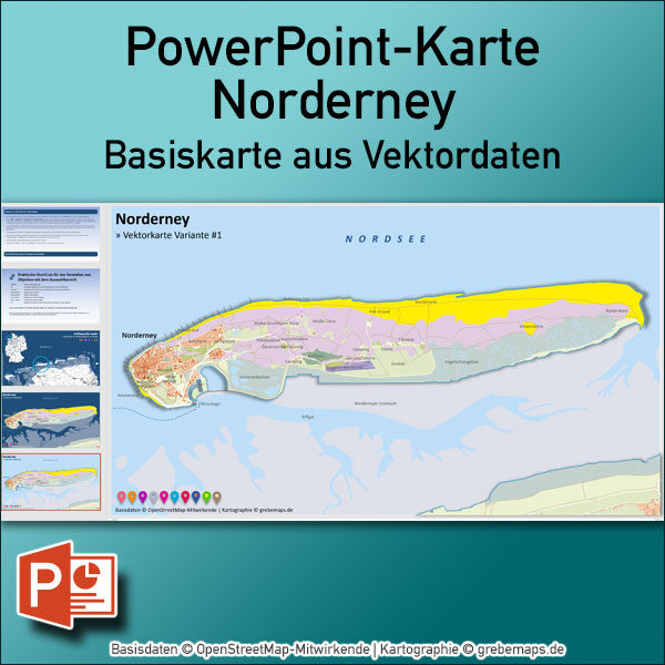 PowerPoint-Karte Norderney / Ostfriesische Inseln, Landkarte Norderney Powerpoint, Vektorkarte Norderney Powerpoint, Karte Norderney Powerpoint, Inselkarte Norderney Powerpoint, download, bearbeitbar, editierbar, einfärbbar