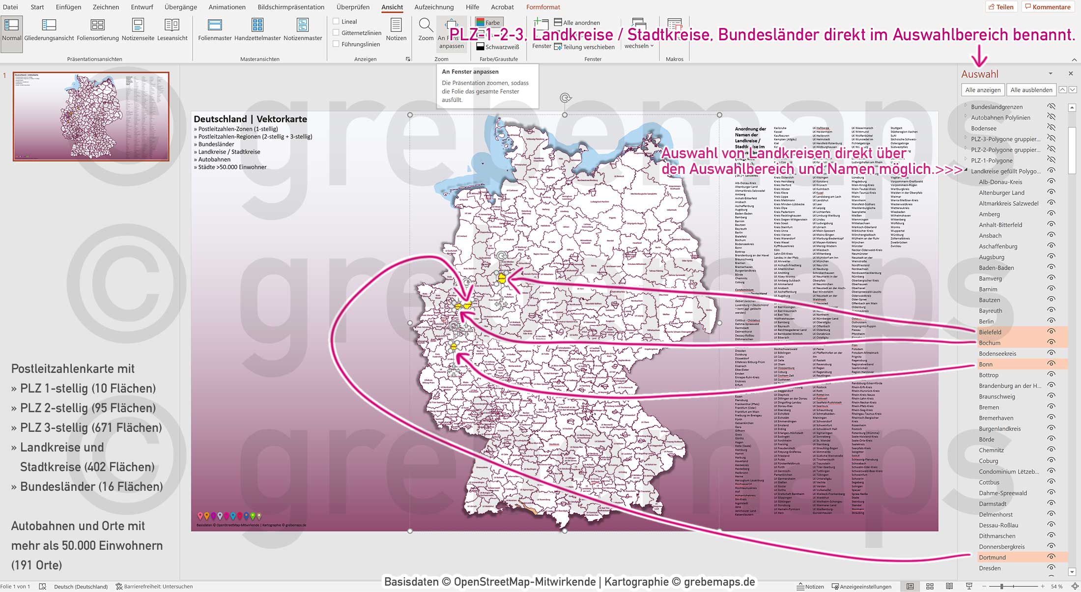 PowerPoint-Karte Deutschland Postleitzahlen PLZ-1-2-3 Bundesländer Landkreise Autobahnen Städte>50K Vektorkarte [Digital] – Bild 10