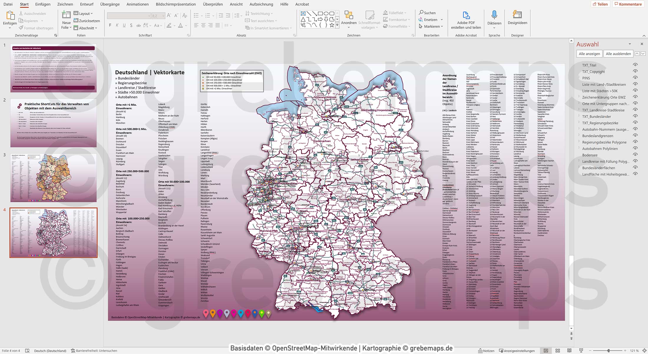 PowerPoint-Karte Deutschland Landkreise Regierungsbezirke Bundesländer Autobahnen Städte>50K Vektorkarte [Digital] – Bild 5