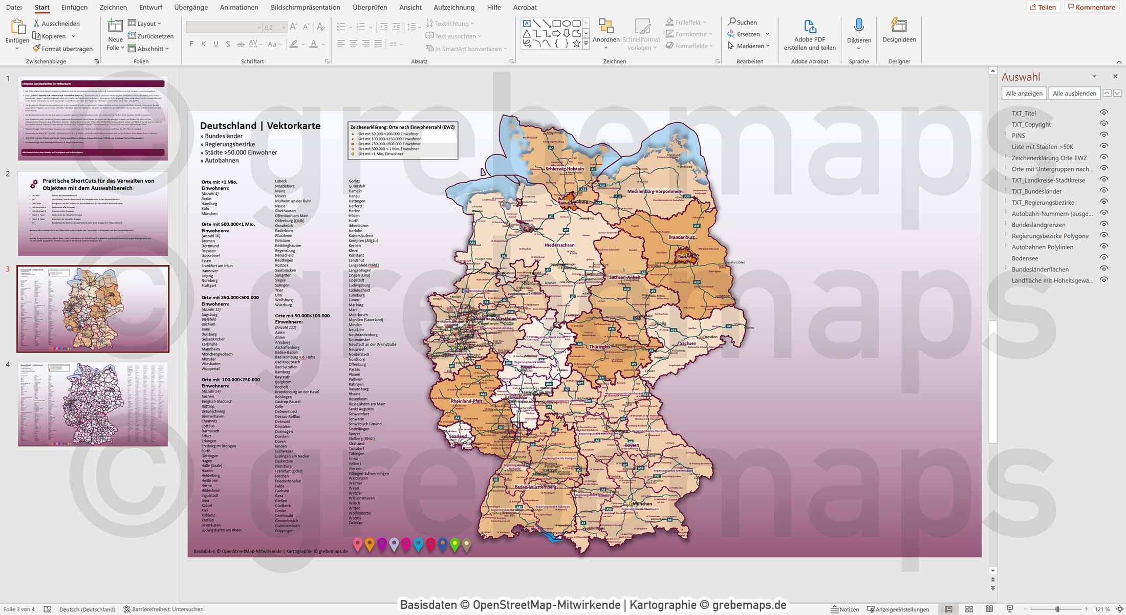 PowerPoint-Karte Deutschland Landkreise Regierungsbezirke Bundesländer Autobahnen Städte>50K Vektorkarte [Digital] – Bild 6