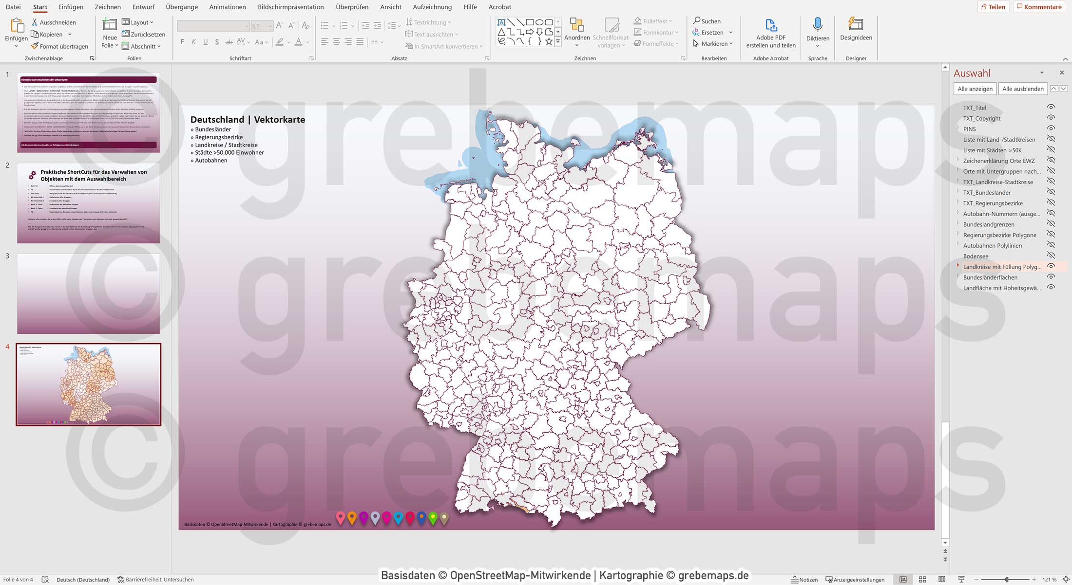 PowerPoint-Karte Deutschland Landkreise Regierungsbezirke Bundesländer Autobahnen Städte>50K Vektorkarte [Digital] – Bild 9