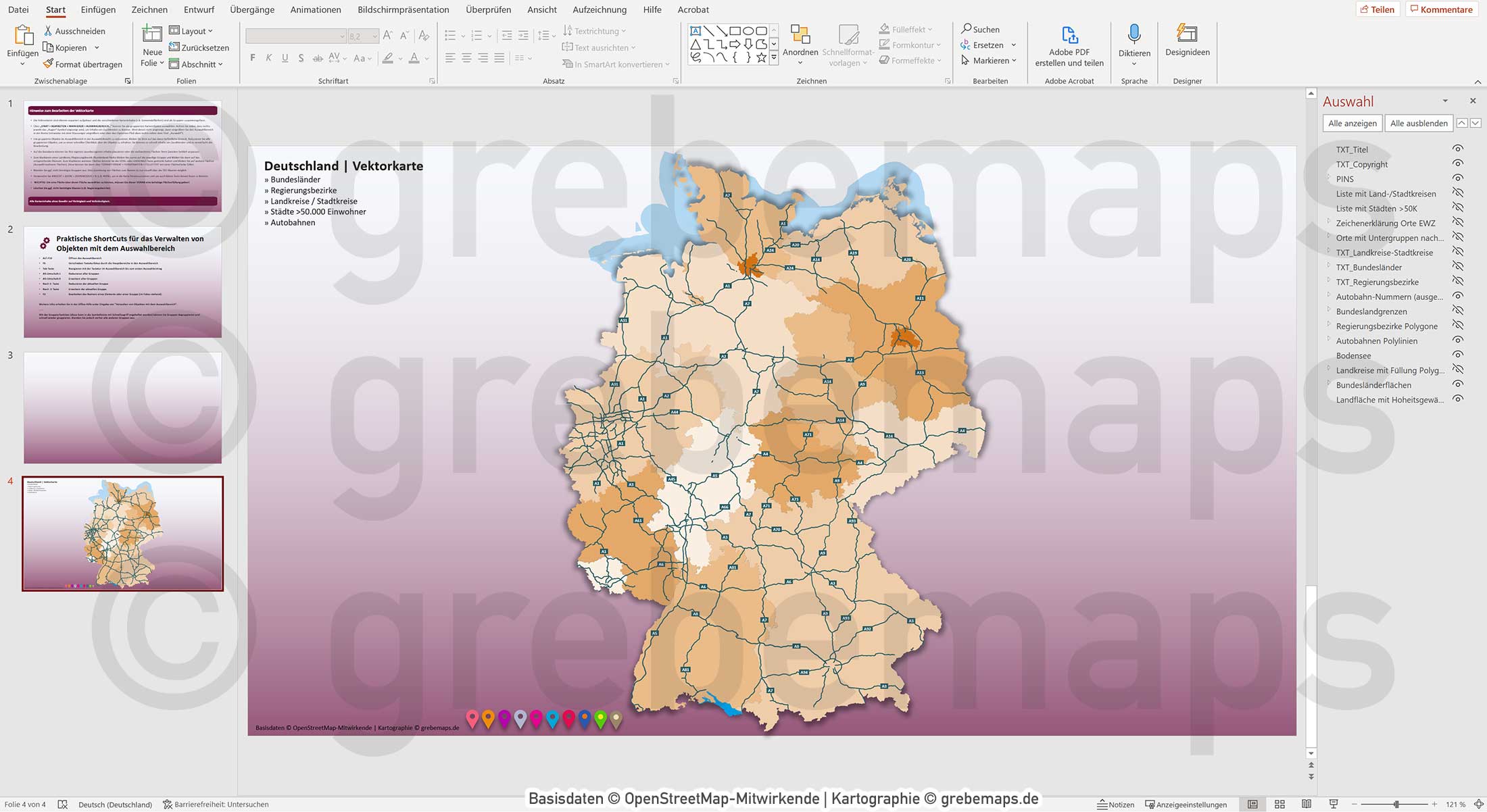 PowerPoint-Karte Deutschland Landkreise Regierungsbezirke Bundesländer Autobahnen Städte>50K Vektorkarte [Digital] – Bild 10