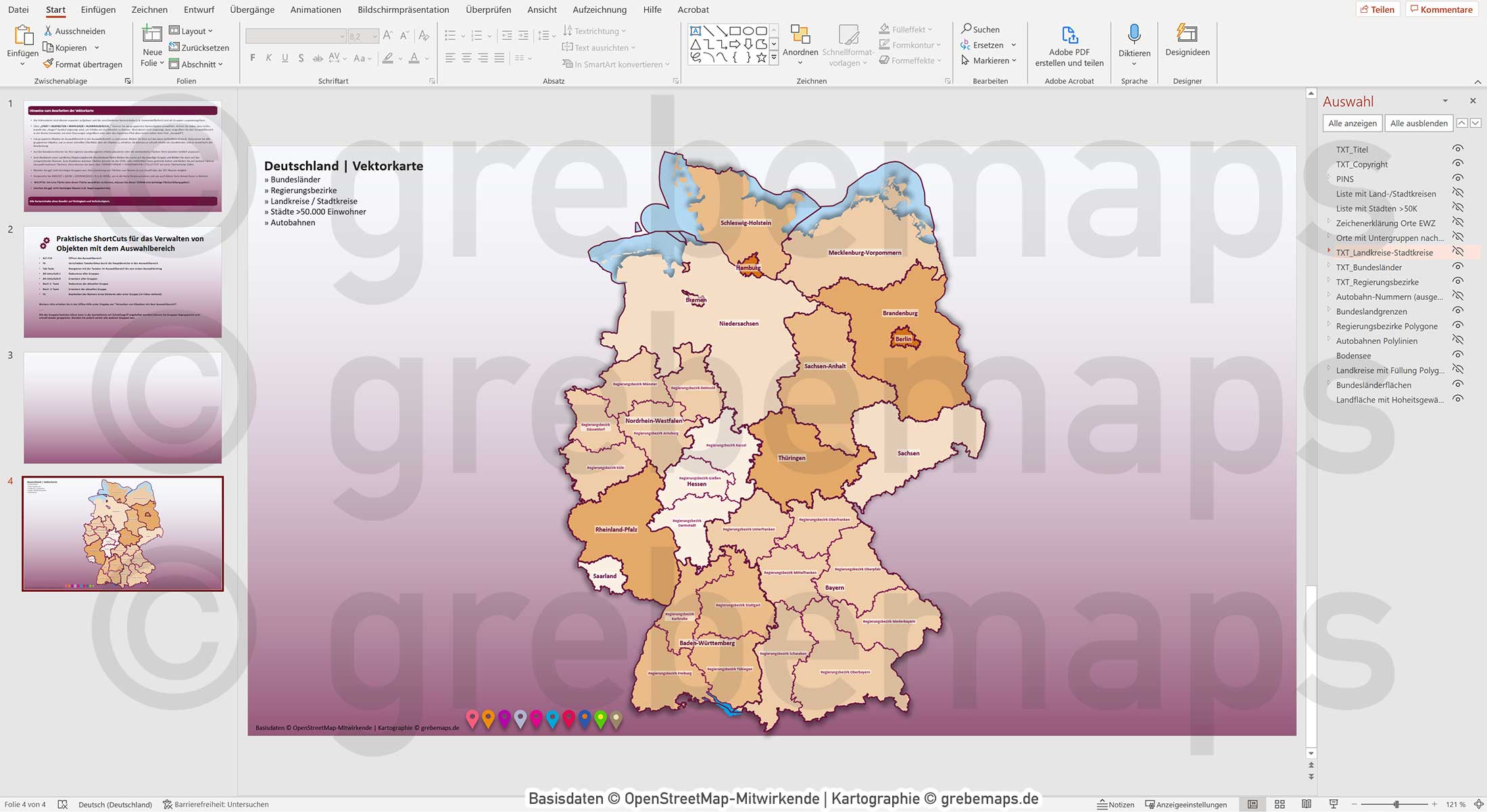PowerPoint-Karte Deutschland Landkreise Regierungsbezirke Bundesländer Autobahnen Städte>50K Vektorkarte [Digital] – Bild 11