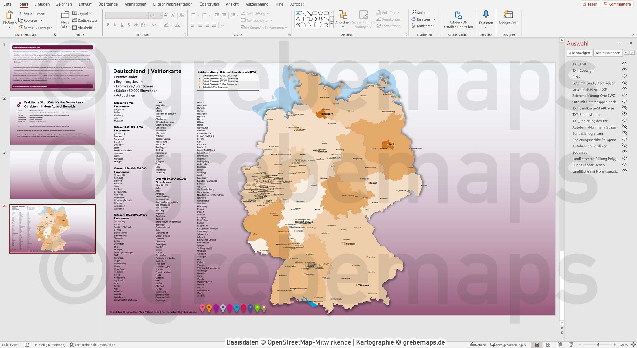 PowerPoint-Karte Deutschland Landkreise Regierungsbezirke Bundesländer Autobahnen Städte>50K Vektorkarte [Digital] – Bild 12