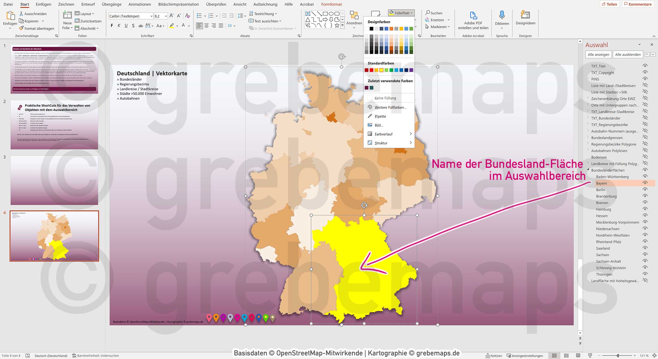 PowerPoint-Karte Deutschland Landkreise Regierungsbezirke Bundesländer Autobahnen Städte>50K Vektorkarte [Digital] – Bild 14