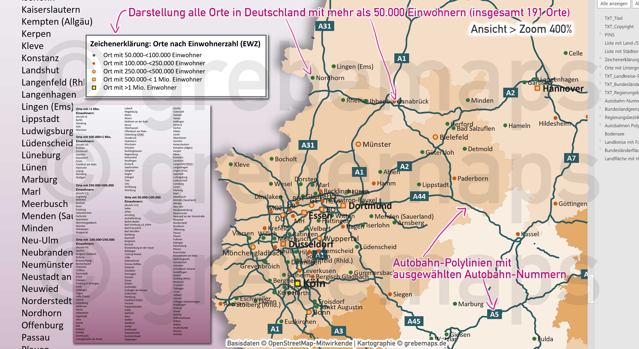 PowerPoint-Karte Deutschland Landkreise Regierungsbezirke Bundesländer Autobahnen Städte>50K Vektorkarte [Digital] – Bild 16