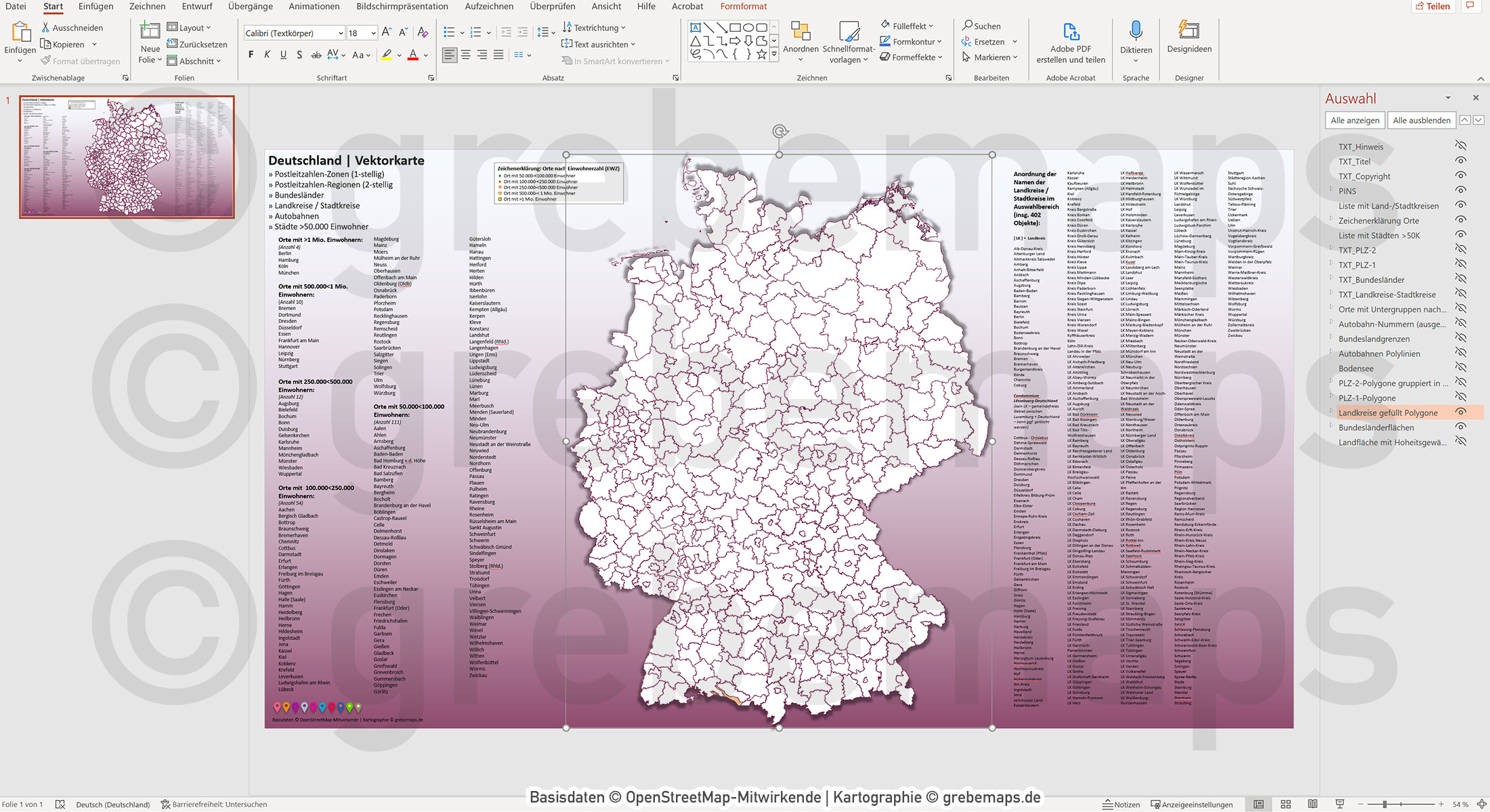 PowerPoint-Karte Deutschland Postleitzahlen PLZ-1-2 Landkreise Bundesländer Autobahnen Städte>50K Vektorkarte [Digital] – Bild 11