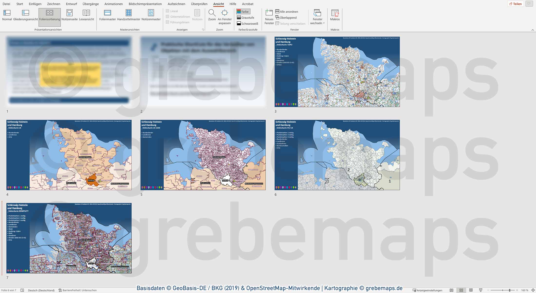 PowerPoint-Karte Schleswig-Holstein mit Hamburg Postleitzahlen PLZ-1-2-5 Gemeinden Landkreise / Basiskarte aus Vektordaten einfärbbar bearbeitbar - mit Deutschlandkarte [Digital] – Bild 5