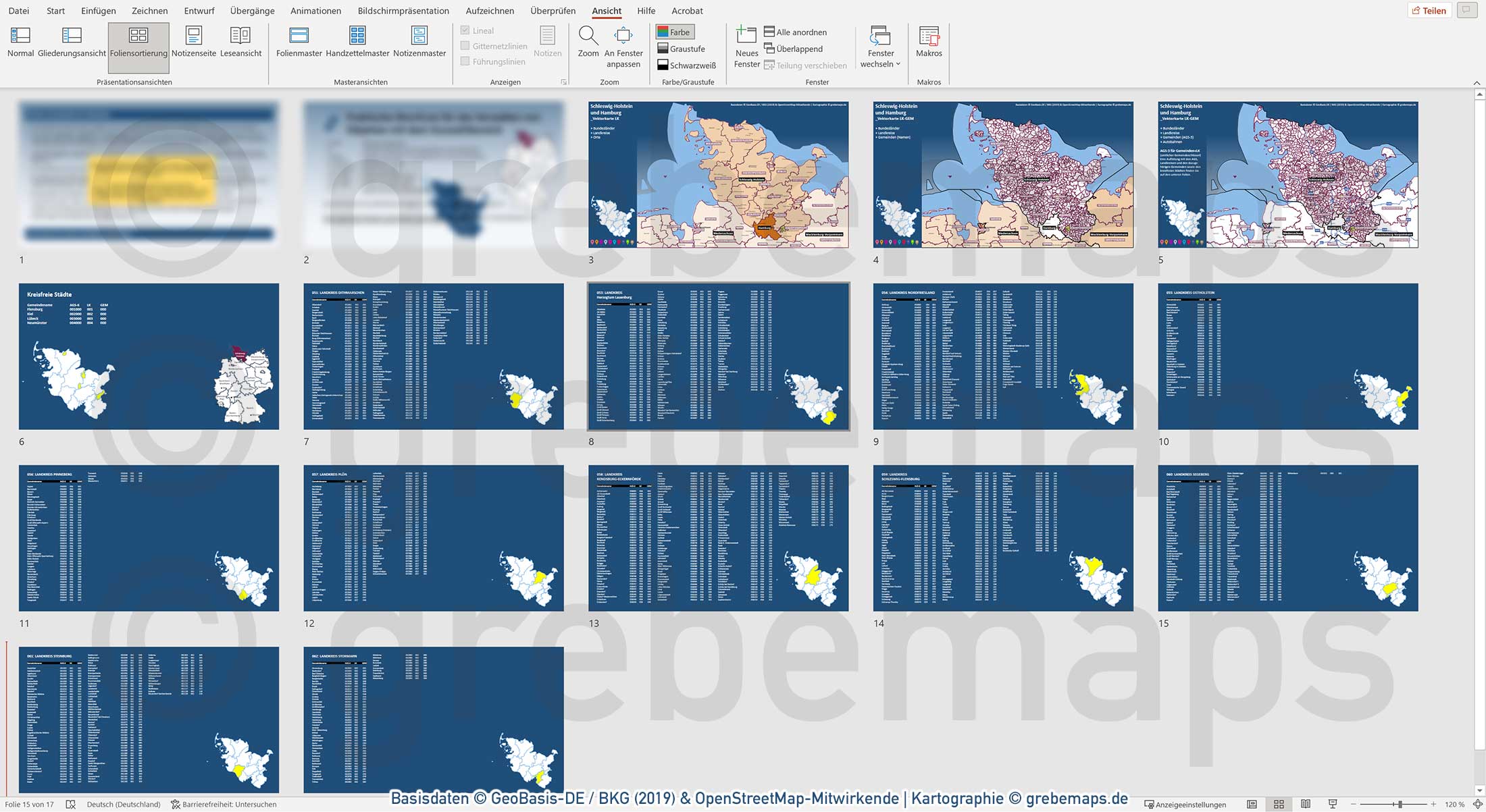 PowerPoint-Karte Schleswig-Holstein Gemeinden Landkreise / Basiskarte aus Vektordaten einfärbbar bearbeitbar - mit Deutschlandkarte [Digital] – Bild 4