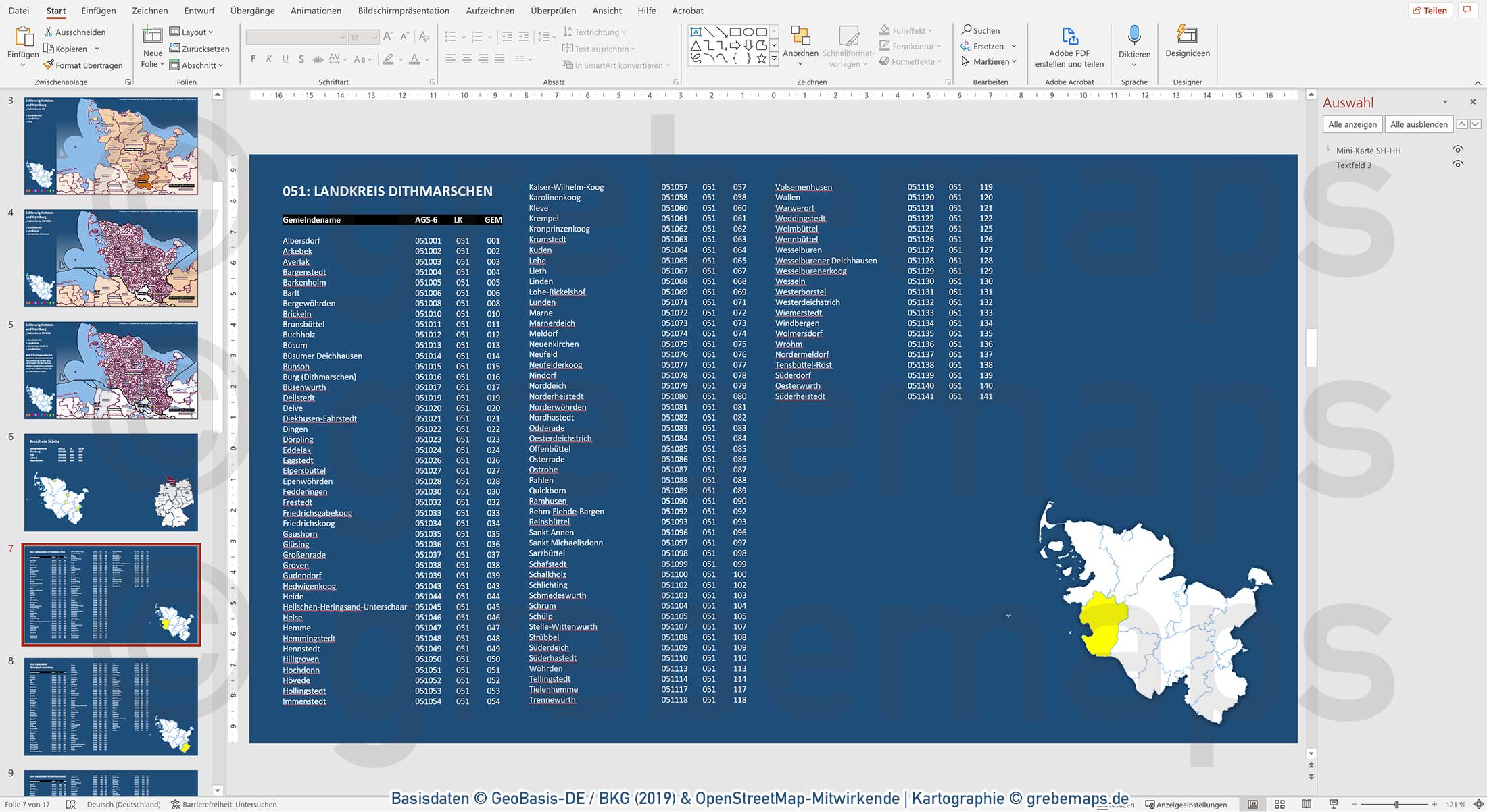 PowerPoint-Karte Schleswig-Holstein Gemeinden Landkreise / Basiskarte aus Vektordaten einfärbbar bearbeitbar - mit Deutschlandkarte [Digital] – Bild 10