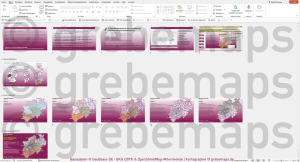 PowerPoint-Karte Nordrhein-Westfalen NRW Postleitzahlen 5-stellig Gemeinden Landkreise Regierungsbezirke Autobahnen einfärbbar bearbeitbar download - mit Deutschlandkarte [Digital] – Bild 5