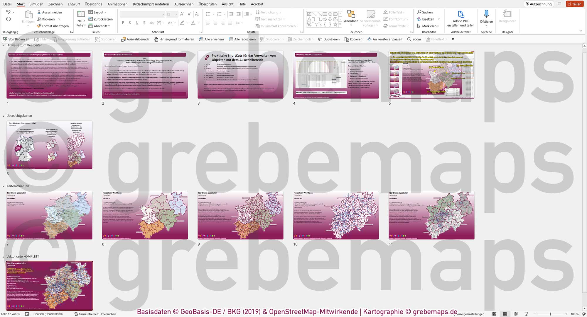 PowerPoint-Karte Nordrhein-Westfalen NRW Postleitzahlen 5-stellig Gemeinden Landkreise Regierungsbezirke Autobahnen einfärbbar bearbeitbar download - mit Deutschlandkarte [Digital] – Bild 5