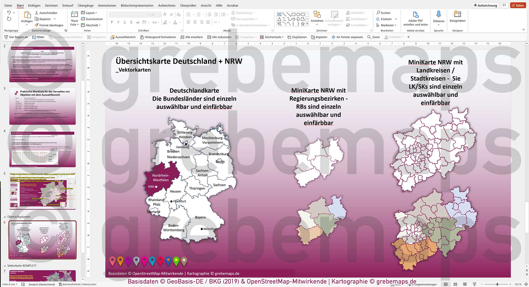 PowerPoint-Karte Nordrhein-Westfalen NRW Postleitzahlen PLZ 5-stellig Landkreise Regierungsbezirke Autobahnen einfärbbar bearbeitbar download - mit Deutschlandkarte [Digital] – Bild 6