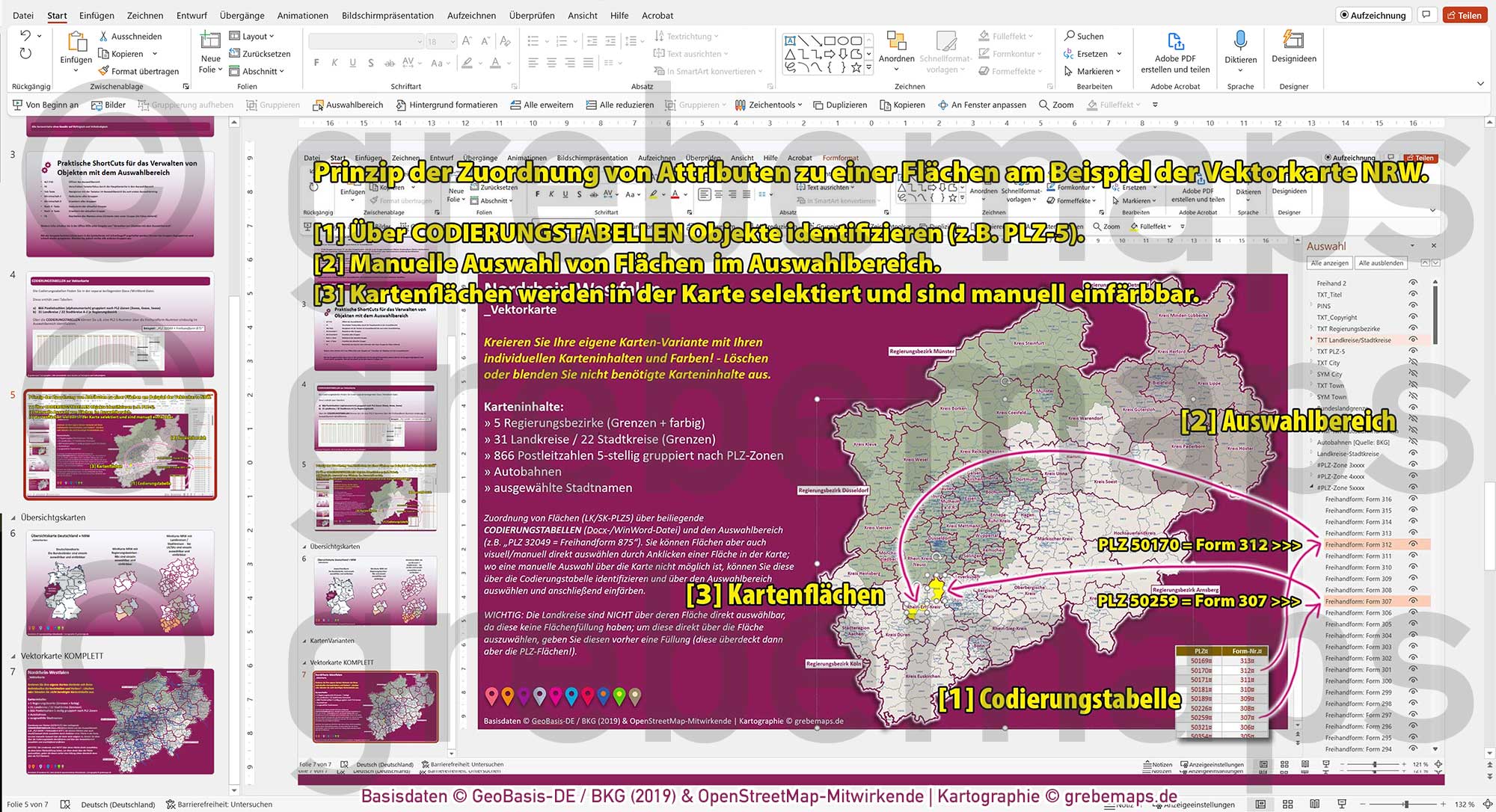 PowerPoint-Karte Nordrhein-Westfalen NRW Postleitzahlen PLZ 5-stellig Landkreise Regierungsbezirke Autobahnen einfärbbar bearbeitbar download - mit Deutschlandkarte [Digital] – Bild 7