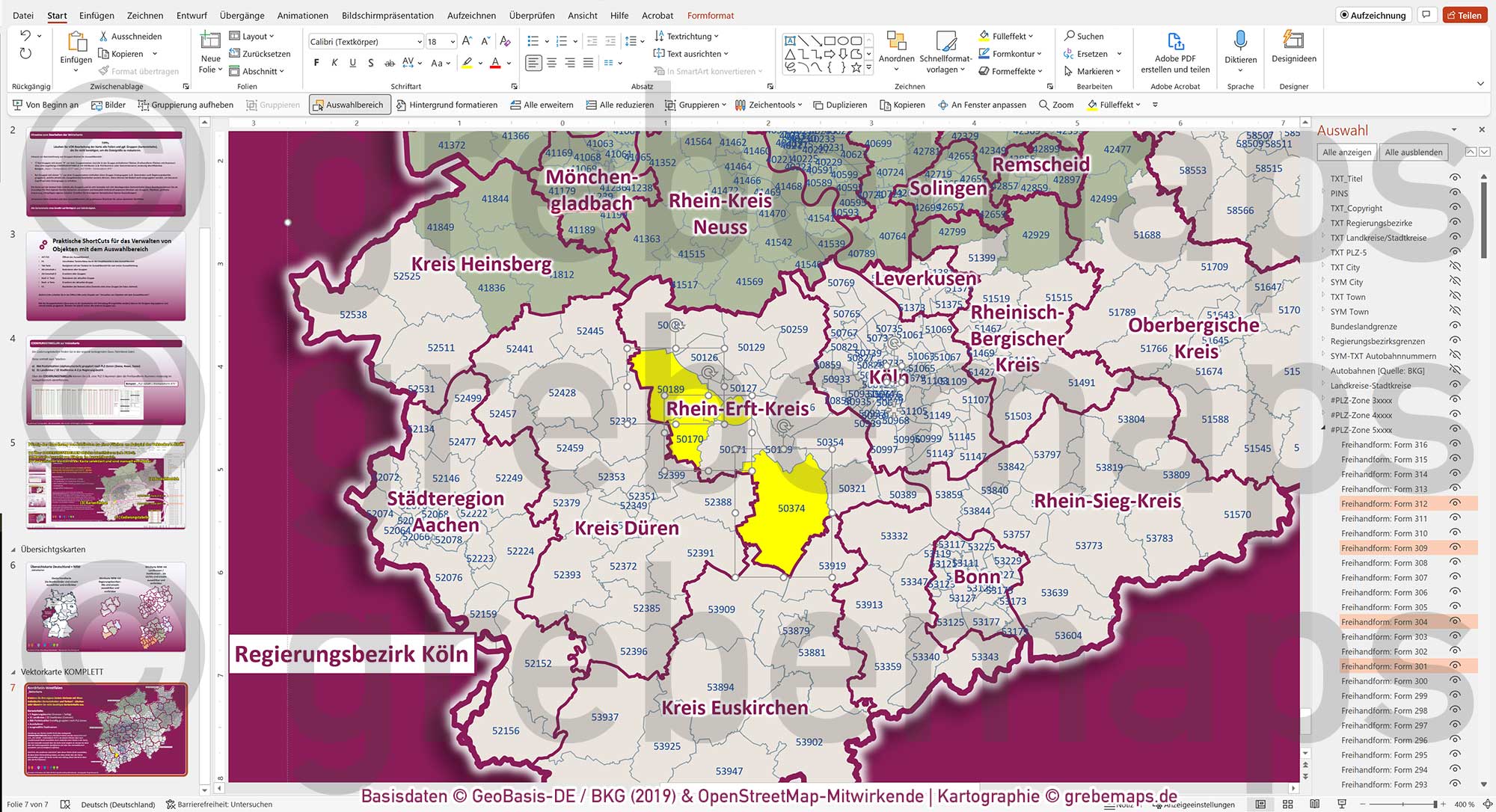 PowerPoint-Karte Nordrhein-Westfalen NRW Postleitzahlen PLZ 5-stellig Landkreise Regierungsbezirke Autobahnen einfärbbar bearbeitbar download - mit Deutschlandkarte [Digital] – Bild 22