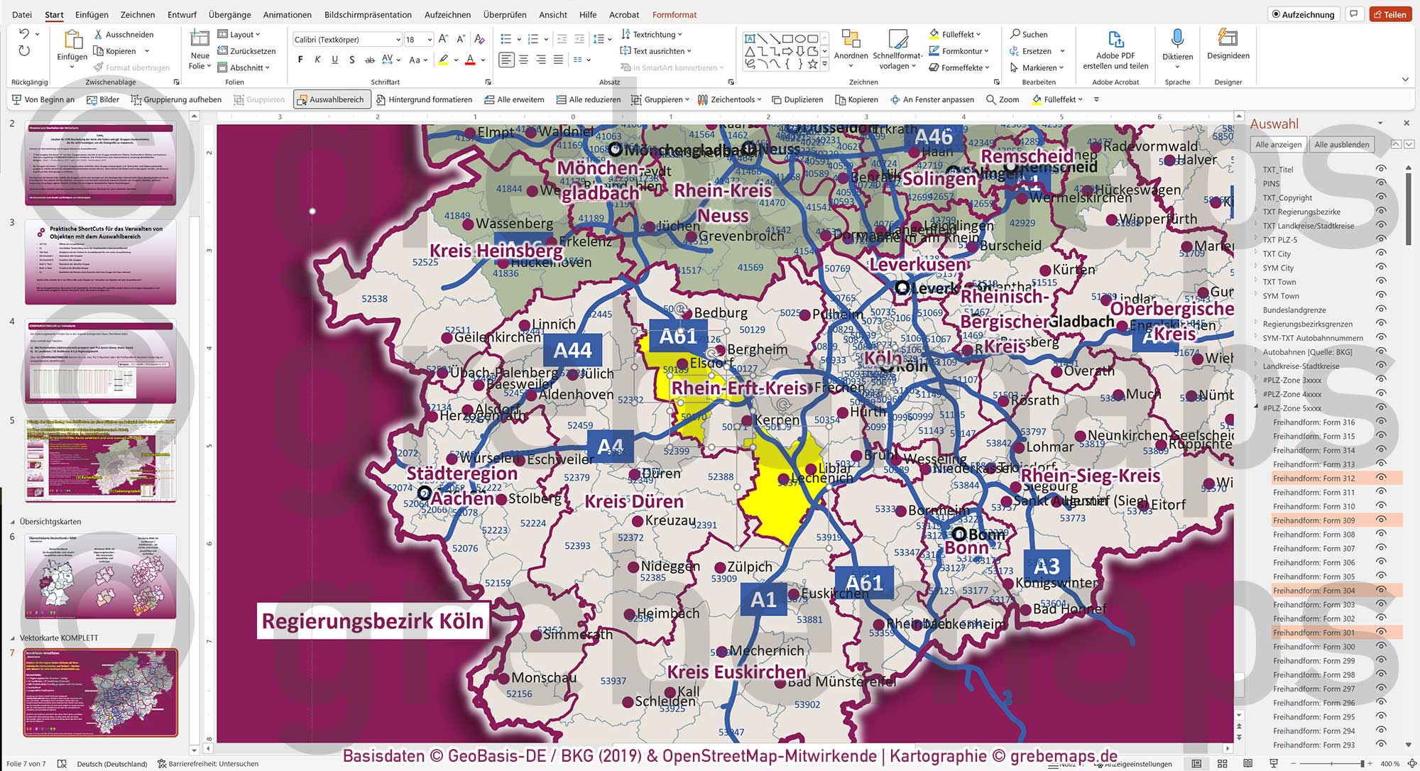 PowerPoint-Karte Nordrhein-Westfalen NRW Postleitzahlen PLZ 5-stellig Landkreise Regierungsbezirke Autobahnen einfärbbar bearbeitbar download - mit Deutschlandkarte [Digital] – Bild 24
