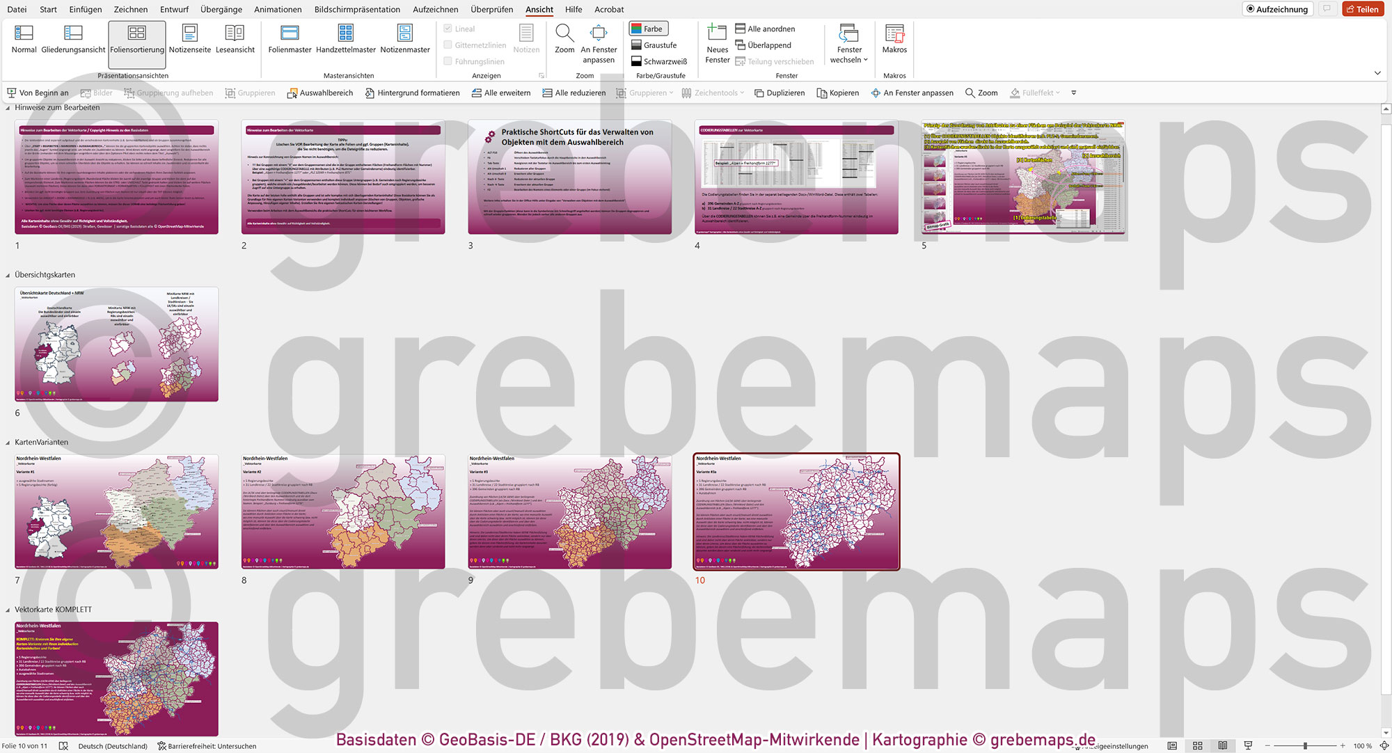PowerPoint-Karte Nordrhein-Westfalen NRW Gemeinden Landkreise Regierungsbezirke Autobahnen einfärbbar bearbeitbar download - mit Deutschlandkarte [Digital] – Bild 4