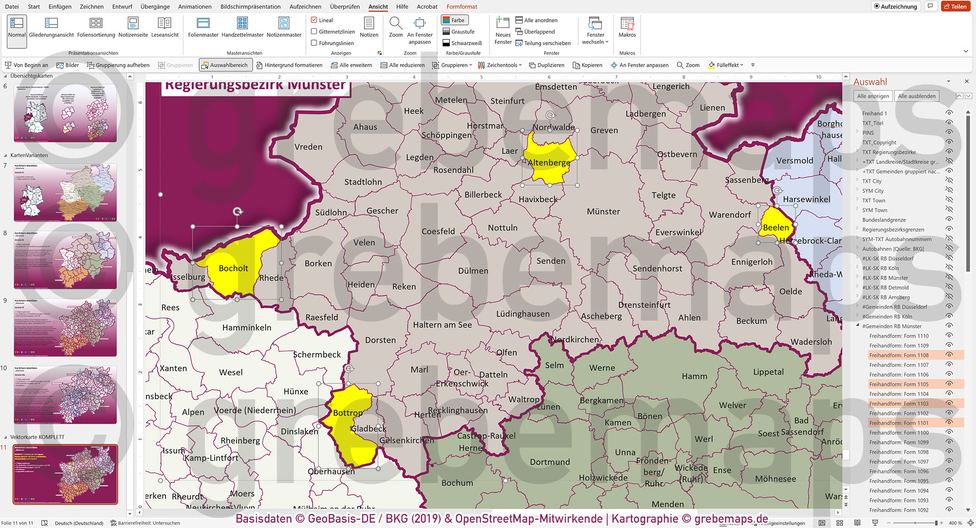 PowerPoint-Karte Nordrhein-Westfalen NRW Gemeinden Landkreise Regierungsbezirke Autobahnen einfärbbar bearbeitbar download - mit Deutschlandkarte [Digital] – Bild 20