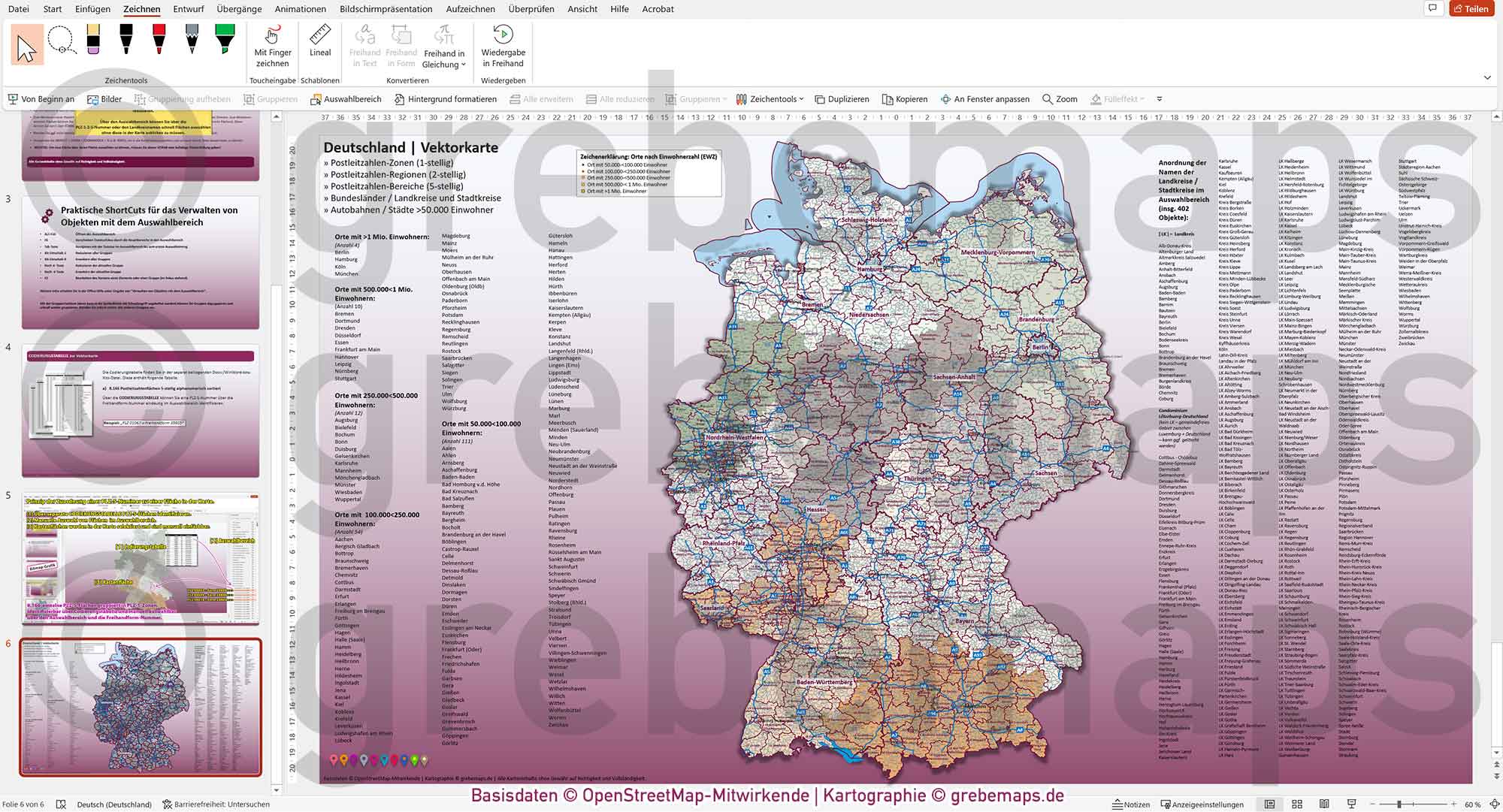 PowerPoint-Karte Deutschland Postleitzahlen 5-stellig PLZ-1-2-5 Landkreise Bundesländer Autobahnen Städte>50K | komplexe Vektorkarte [Digital] – Bild 15
