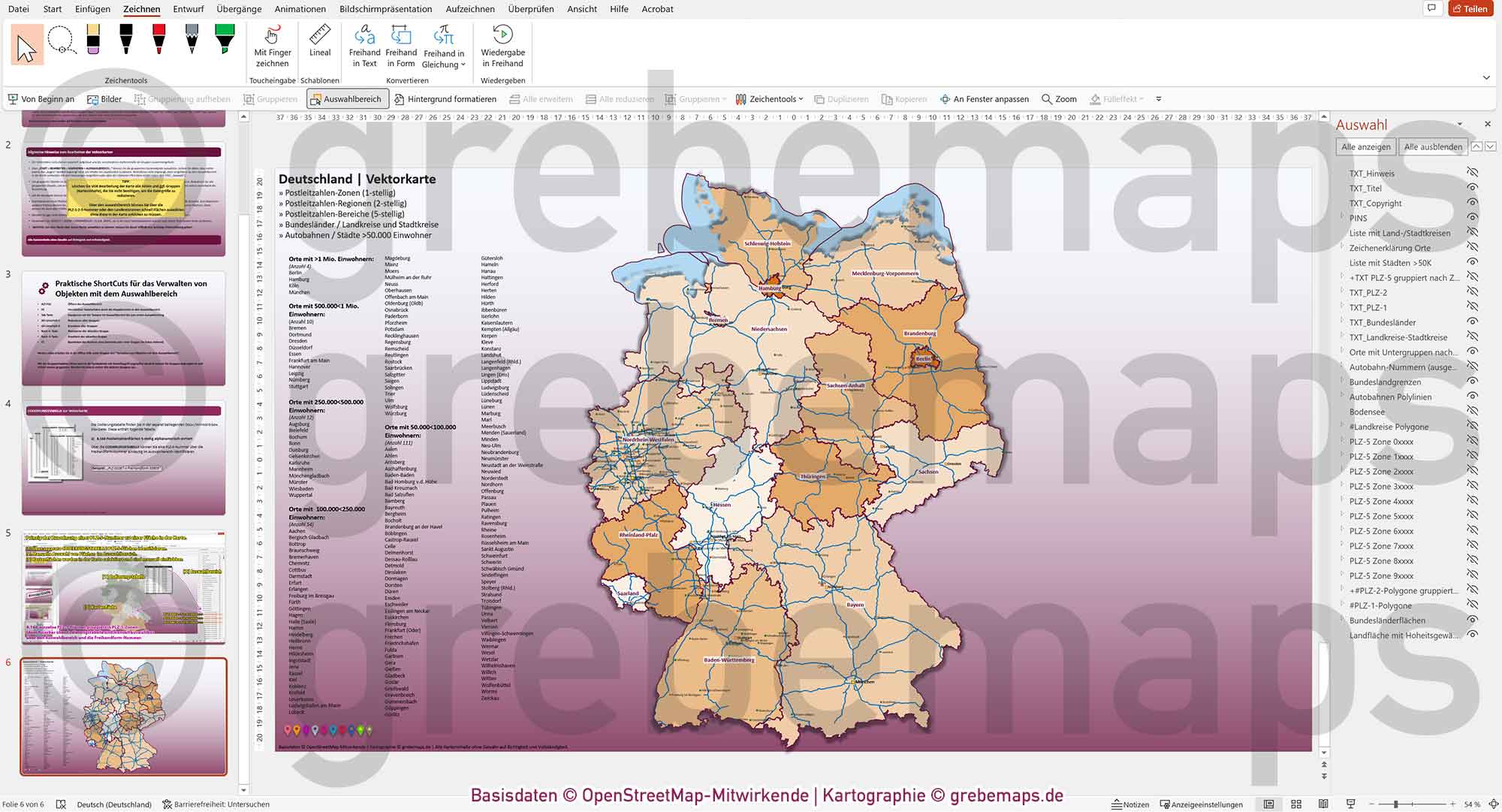 PowerPoint-Karte Deutschland Postleitzahlen 5-stellig PLZ-1-2-5 Landkreise Bundesländer Autobahnen Städte>50K | komplexe Vektorkarte [Digital] – Bild 18