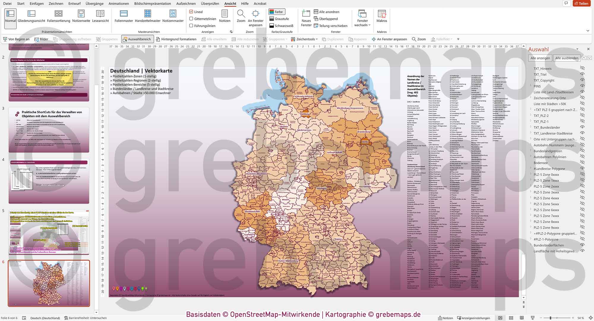 PowerPoint-Karte Deutschland Postleitzahlen 5-stellig PLZ-1-2-5 Landkreise Bundesländer Autobahnen Städte>50K | komplexe Vektorkarte [Digital] – Bild 20