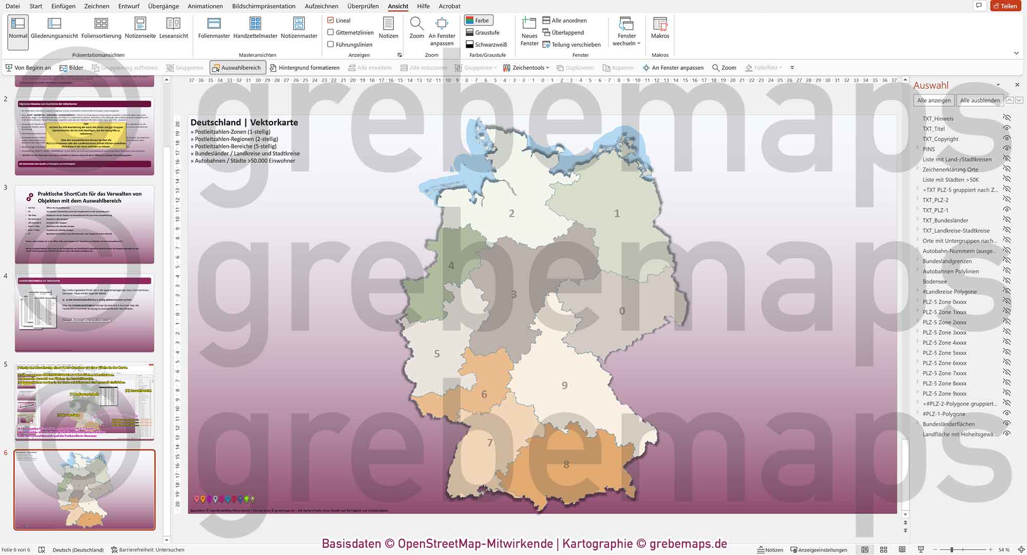 PowerPoint-Karte Deutschland Postleitzahlen 5-stellig PLZ-1-2-5 Landkreise Bundesländer Autobahnen Städte>50K | komplexe Vektorkarte [Digital] – Bild 22