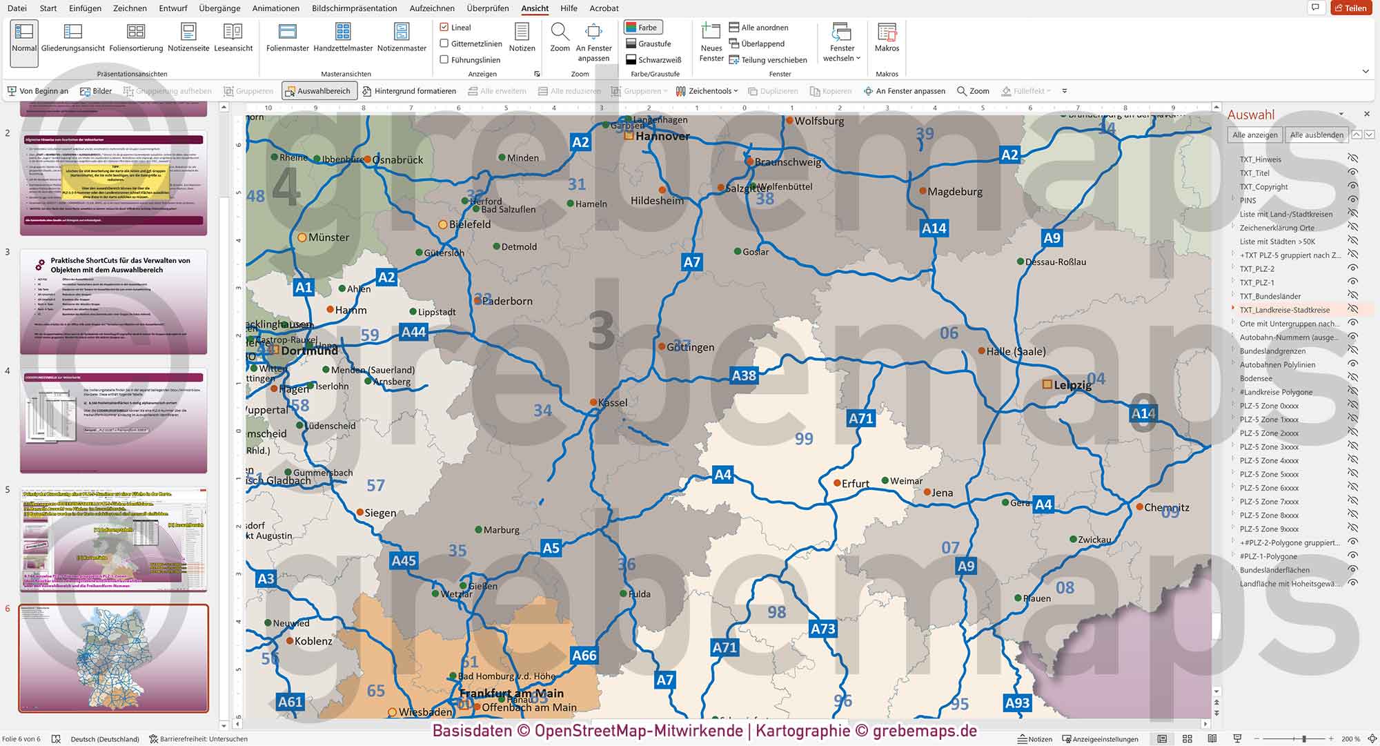 PowerPoint-Karte Deutschland Postleitzahlen 5-stellig PLZ-1-2-5 Landkreise Bundesländer Autobahnen Städte>50K | komplexe Vektorkarte [Digital] – Bild 25