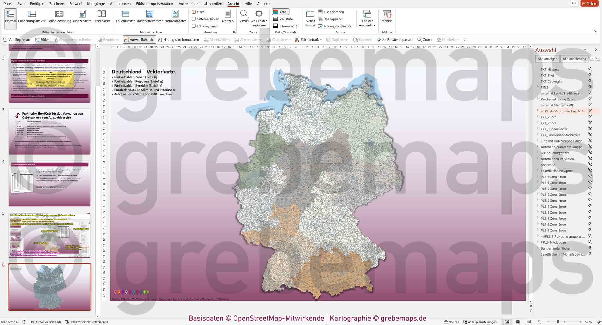 PowerPoint-Karte Deutschland Postleitzahlen 5-stellig PLZ-1-2-5 Landkreise Bundesländer Autobahnen Städte>50K | komplexe Vektorkarte [Digital] – Bild 26