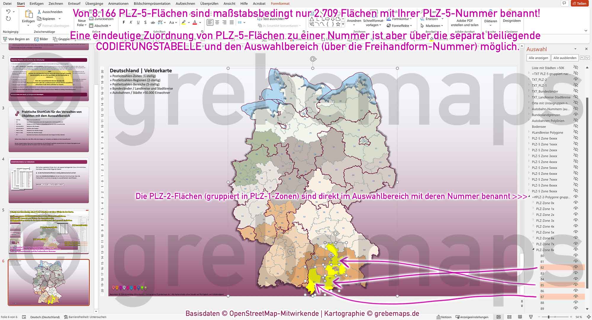 PowerPoint-Karte Deutschland Postleitzahlen 5-stellig PLZ-1-2-5 Landkreise Bundesländer Autobahnen Städte>50K | komplexe Vektorkarte [Digital] – Bild 6