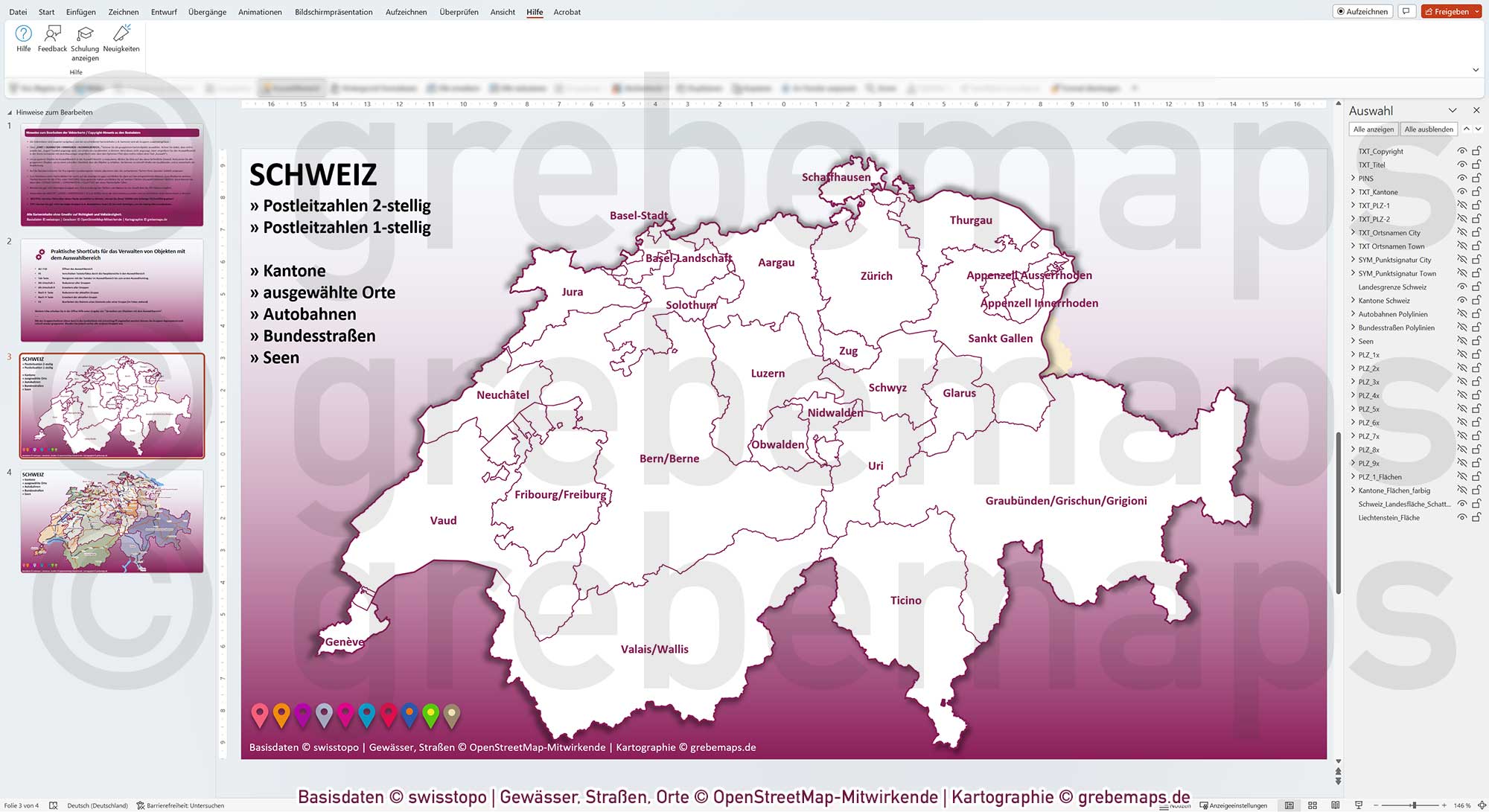 PowerPoint-Karte Schweiz Postleitzahlen PLZ-2 Kantone Vektorkarte [Digital] – Bild 9