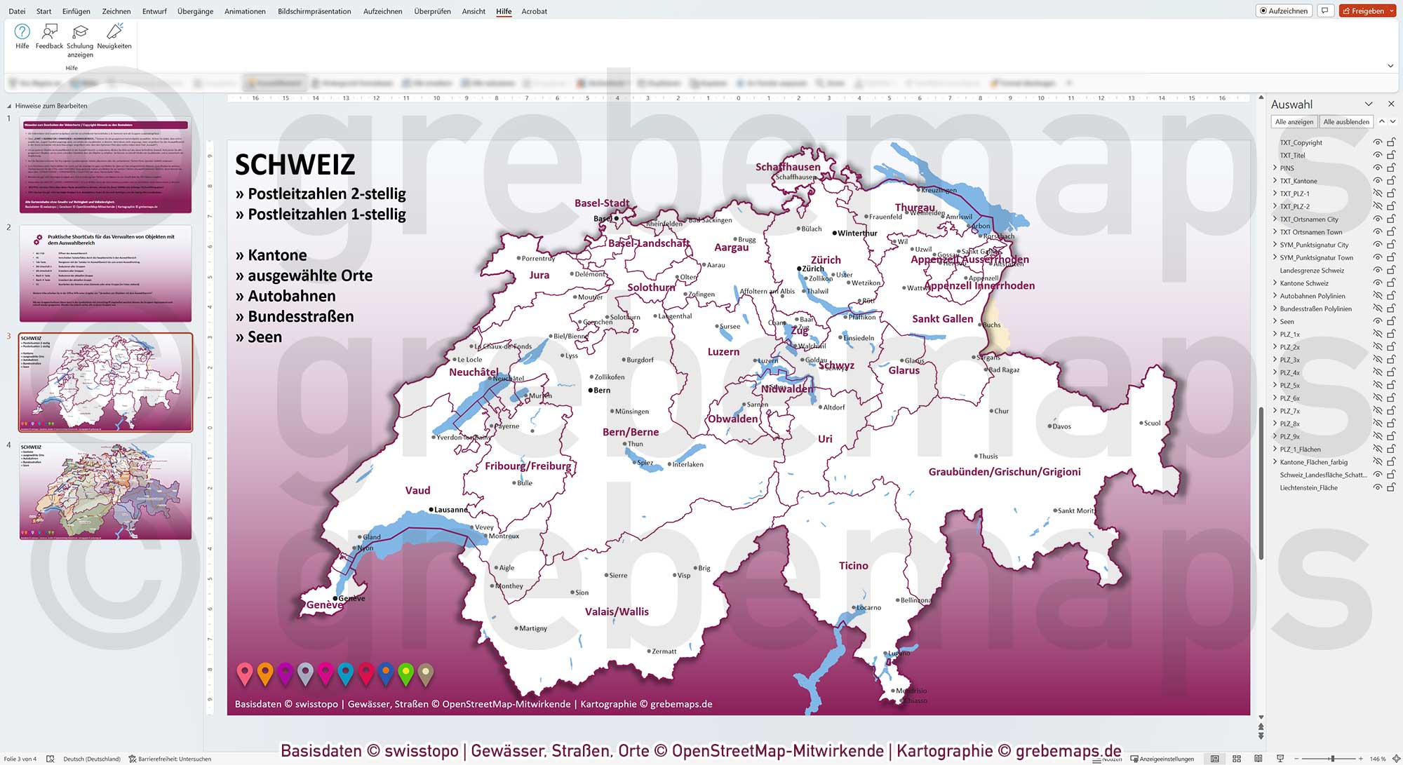 PowerPoint-Karte Schweiz Postleitzahlen PLZ-2 Kantone Vektorkarte [Digital] – Bild 12