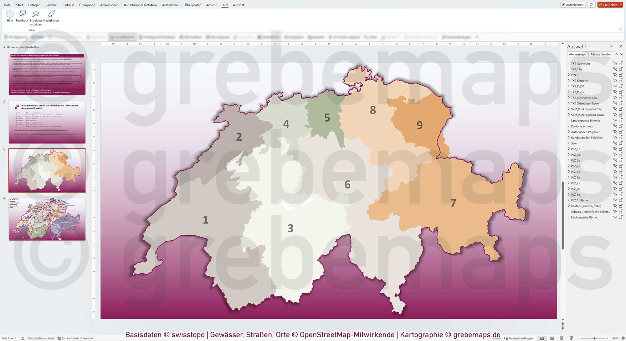 PowerPoint-Karte Schweiz Postleitzahlen PLZ-2 Kantone Vektorkarte [Digital] – Bild 13