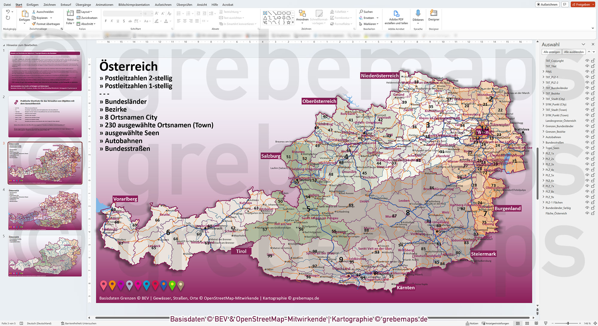 PowerPoint-Karte Österreich Austria Postleitzahlen PLZ-2 + Bezirke + Bundesländer Vektorkarte [Digital] – Bild 16