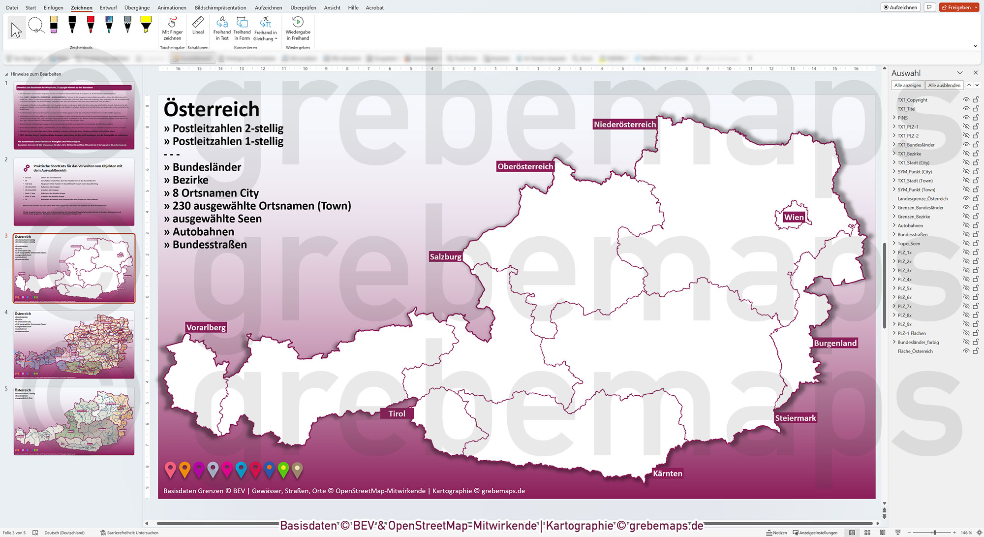 PowerPoint-Karte Österreich Austria Postleitzahlen PLZ-2 + Bezirke + Bundesländer Vektorkarte [Digital] – Bild 14